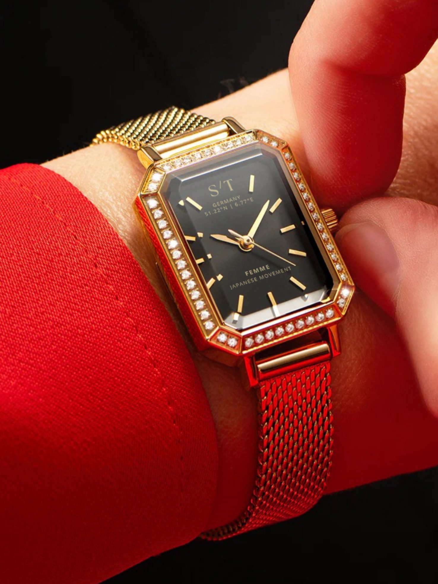 S&T Design Quarzuhr Damen Armbanduhr Edelstahl Diamant Damenuhr S/T FEMME, günstig online kaufen
