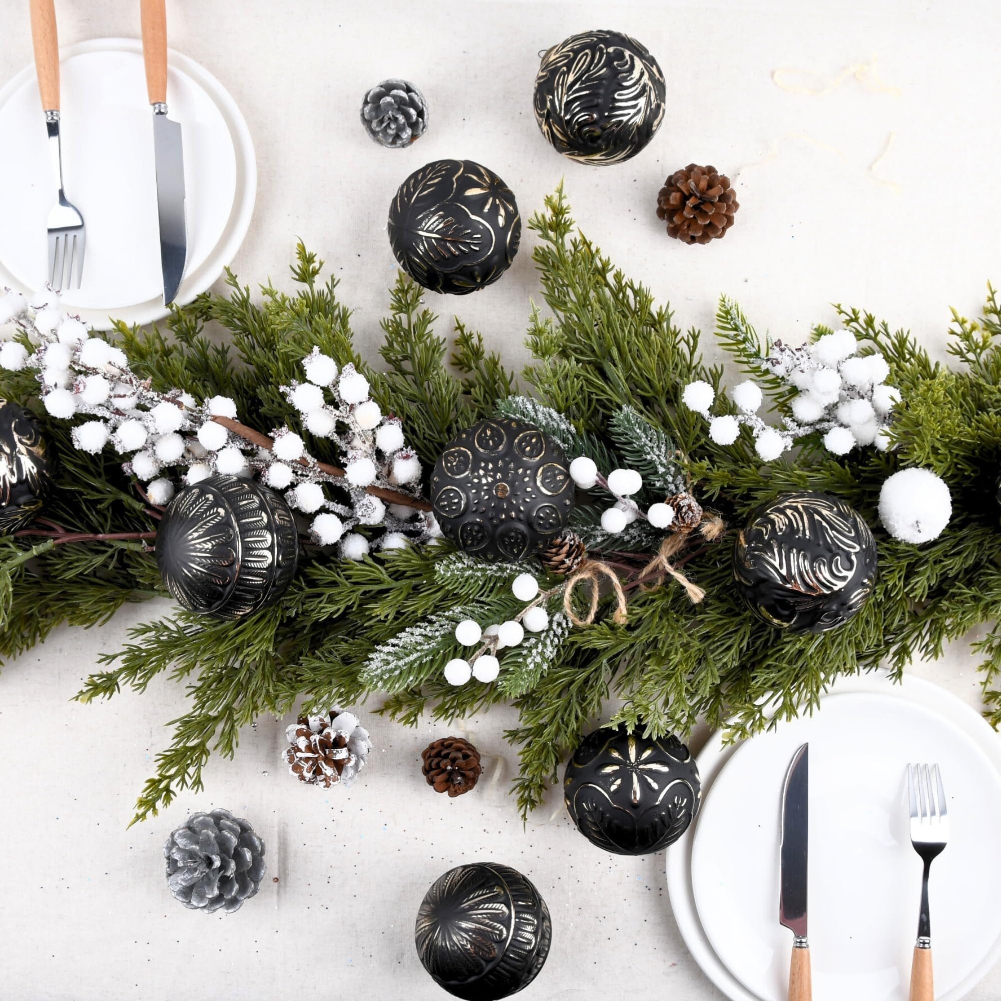 Bomiclss Weihnachtsbaumkugel 12-teiliges Set Vintage-Weihnachtsbaumkugeln, 8 cm Weihnachtsbaum-Dekorationskugeln – Bild 3 von 5