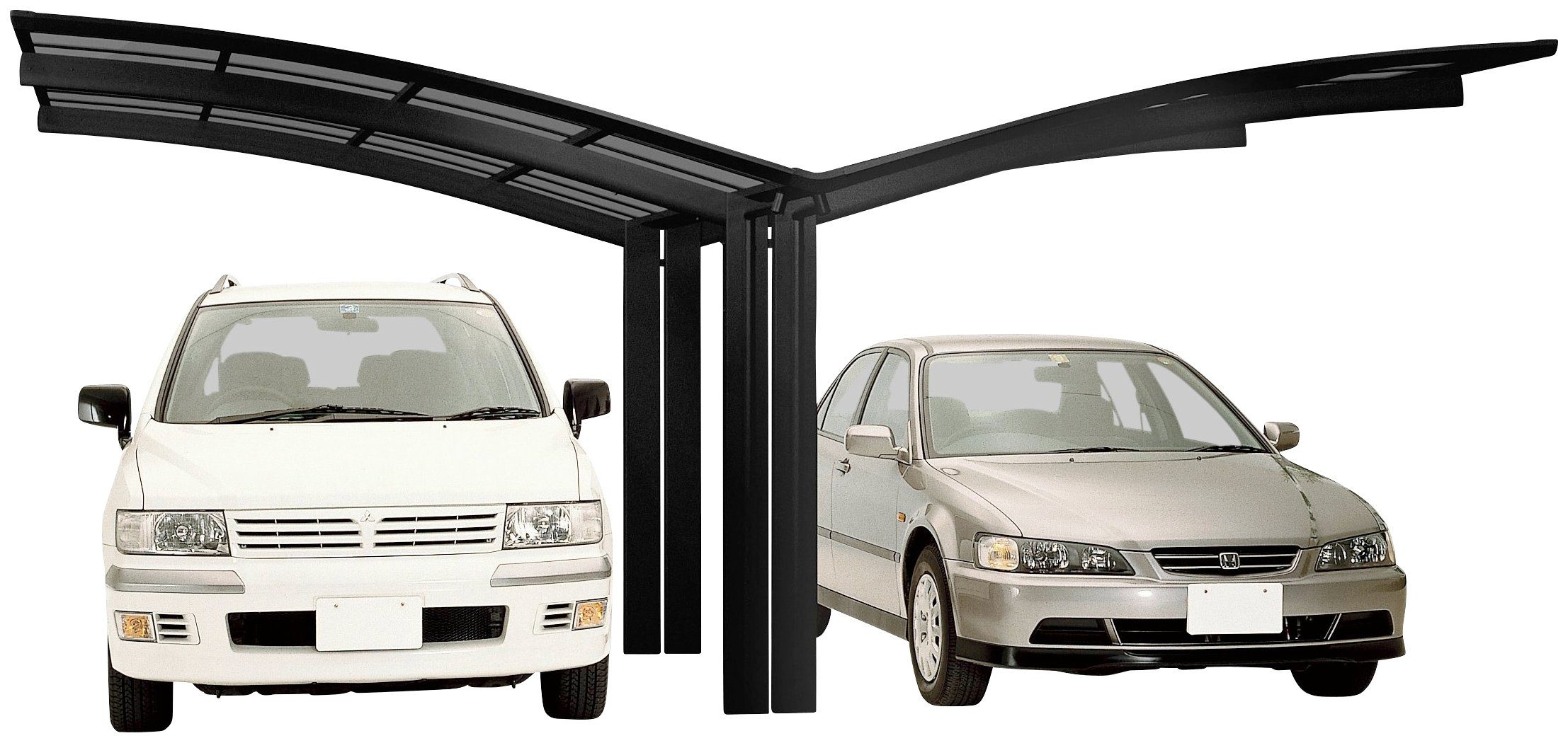 Ximax Doppelcarport Portoforte Typ 80 Y-schwarz, BxT: 543x495 cm, 240 cm Einfahrtshöhe, Aluminium | Carports