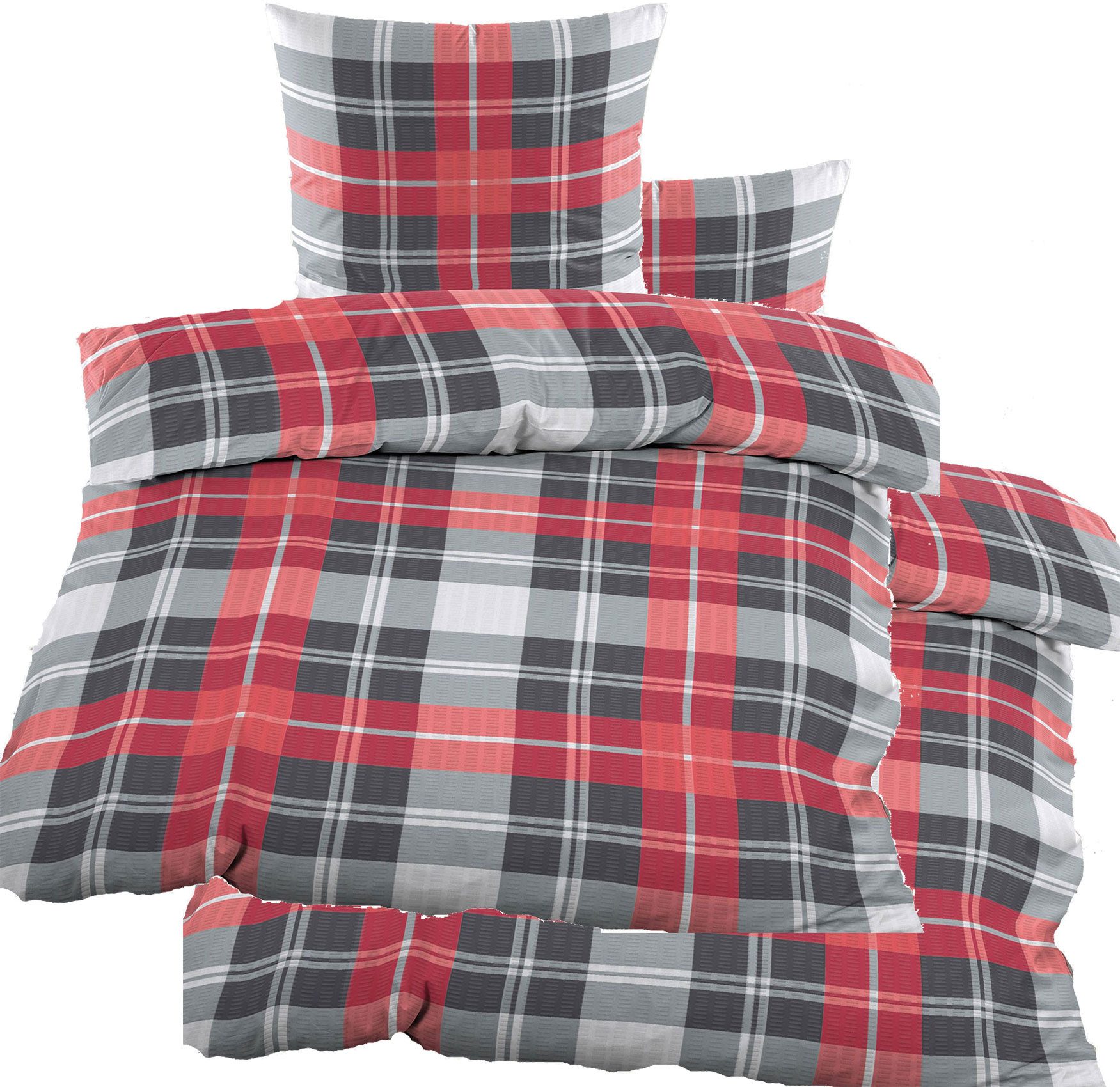 KH-Haushaltshandel Bettwäsche 4-tlg. Seersucker Bettwäsche 2x(135x200 günstig online kaufen
