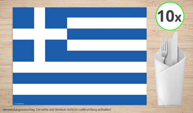 Platzset, Tischsets I Platzsets - Griechenland Flagge - 10 Stück aus hochwertigem Papier 44 x 32 cm, Tischsetmacher, (10-St)