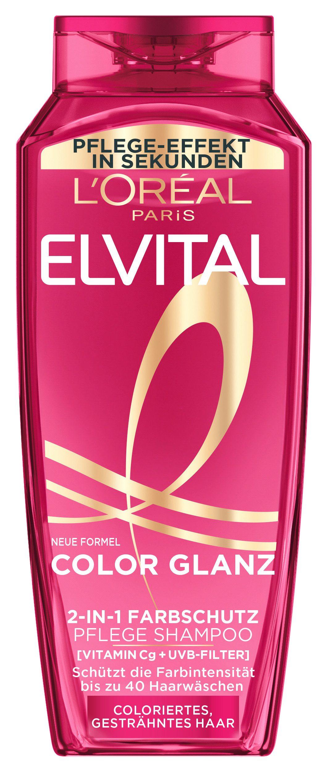 L'ORÉAL PARIS Haarshampoo L'Oréal Paris Elvital Color Glanz 2in1 Shampoo & Spülung, Packung, 6-tlg., Schützt die Farbintensität, Mit Vitamin Cg und UVB-Filter.
