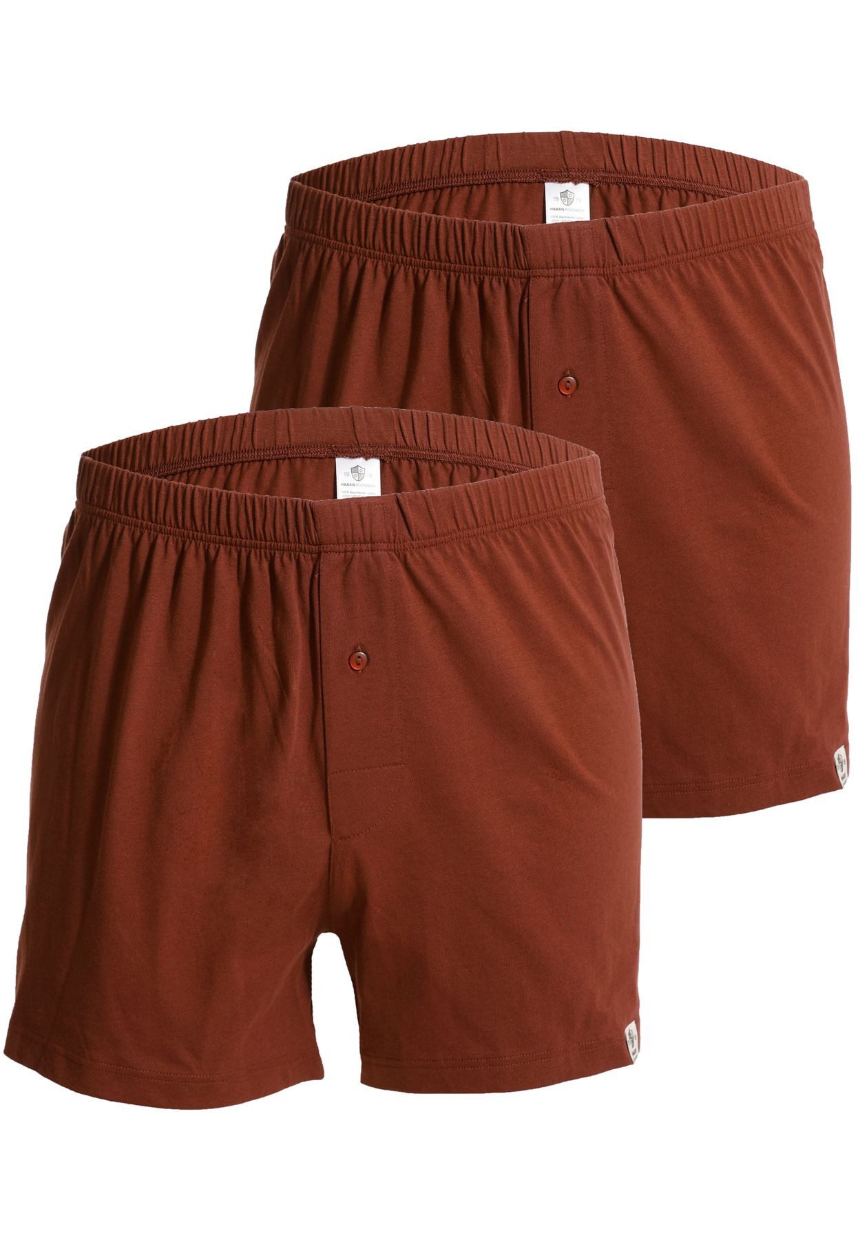 HAASIS Bodywear 1919 Boxershorts Herren Jersey Boxer 77225453-bordeaux (Packung, 1-St., 2er Pack) Bedruckte Jersey-Boxer, Knopfleiste