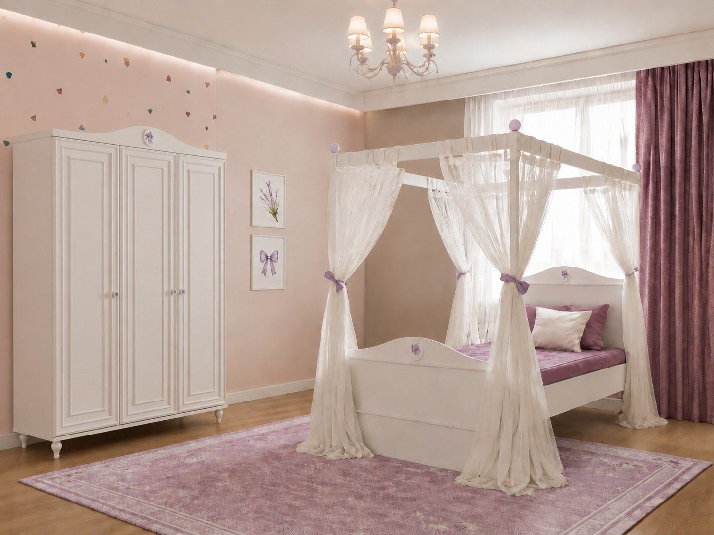Xlmoebel Himmelbett Himmelbett Kleiderschrank Baldachin Vorhänge Schlafzimmer (2-tlg., 2-tlg)