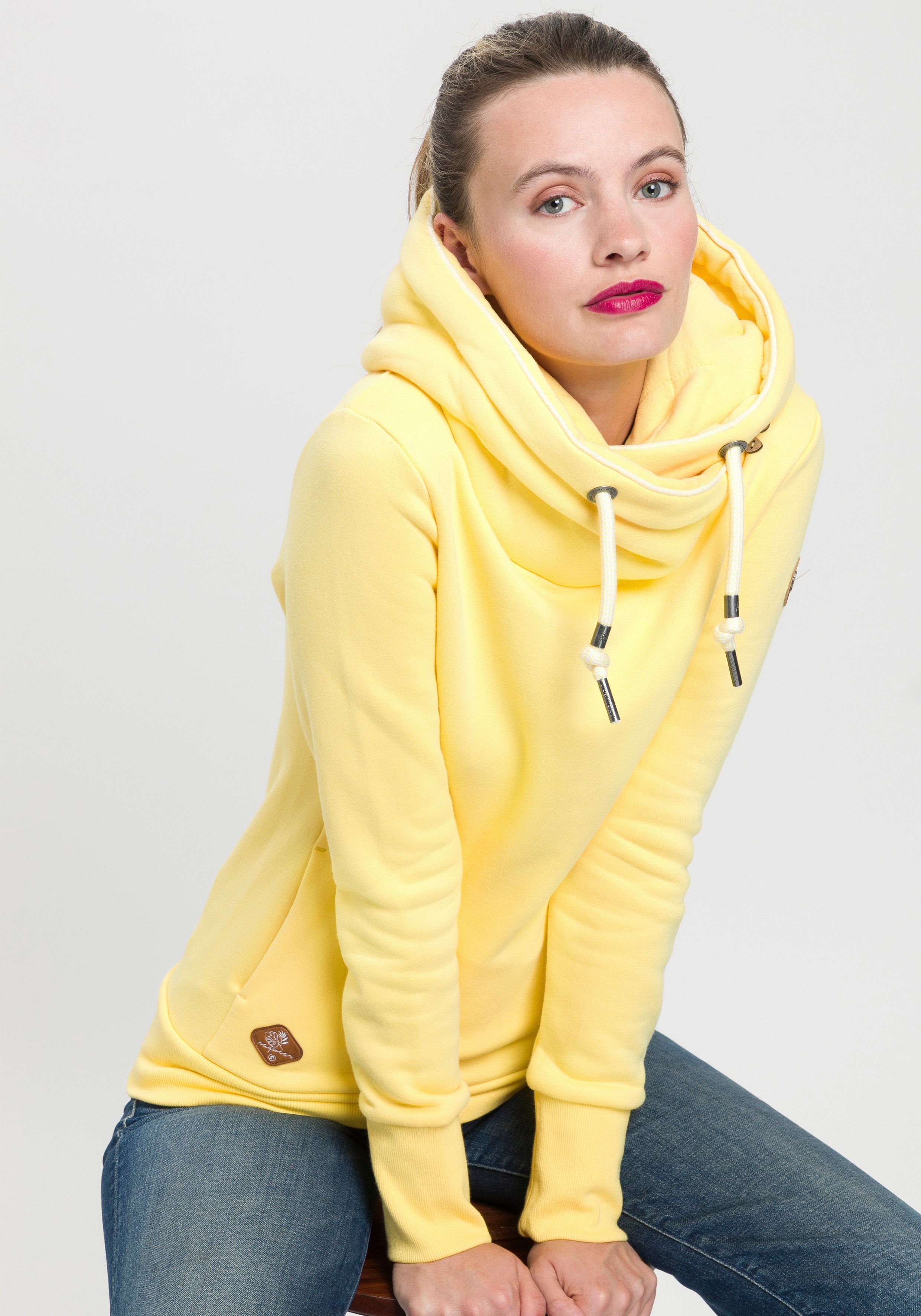 6028 rustikalen Kordel-Akzenten Ragwear GRIPYBUTTON mit yellow Sweatshirt Sweater