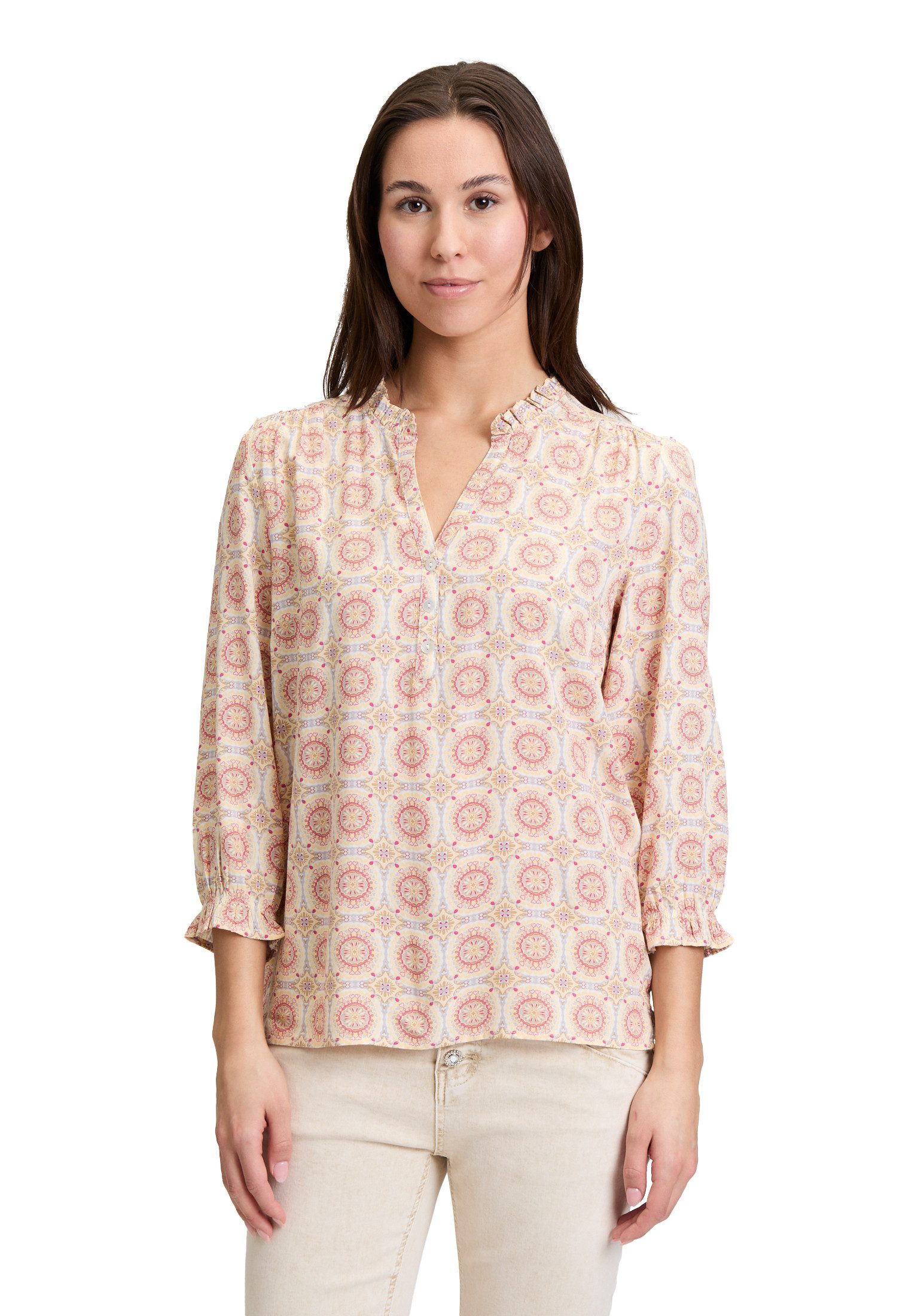 Cartoon Schlupfbluse Damen Casual-Bluse mit Raffung günstig online kaufen