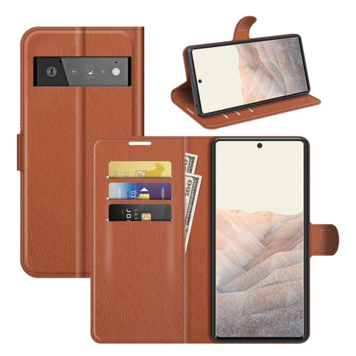 König Design Handyhülle Google Pixel 6 Pro, Schutzhülle Schutztasche Case Cover Etuis Wallet Klapptasche Bookstyle