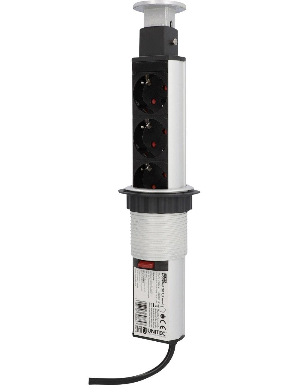 UNITEC Unitec Einbausteckdosenleiste 3-fach 2m mit 2 x Розеткиleiste