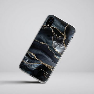 DeinDesign Handyhülle Glitzer Look Marmor Trends Dark marble gold Glitter look, Apple iPhone Xr Silikon Hülle Bumper Case Handy Schutzhülle
