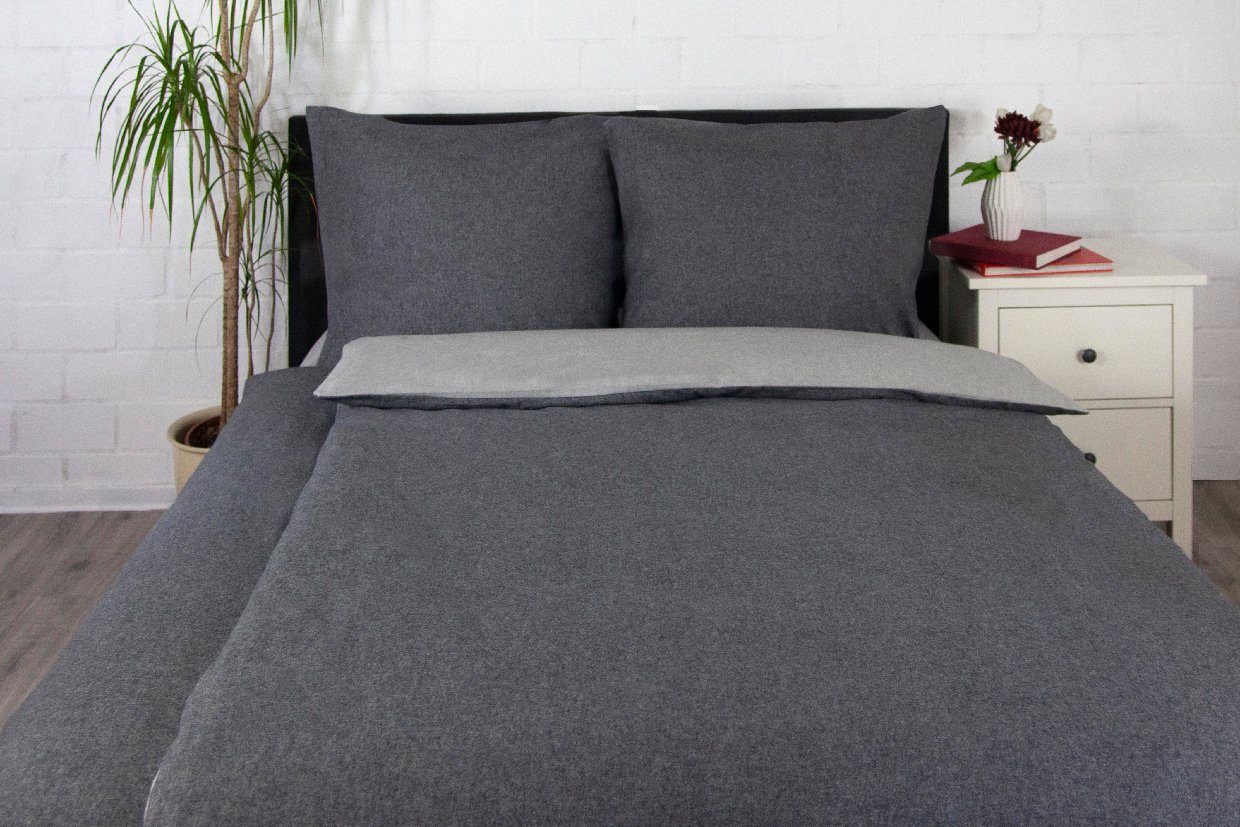 jilda-tex Bettwäsche, Flanell, 2 teilig, weich, warm im schönen Uni-Design günstig online kaufen