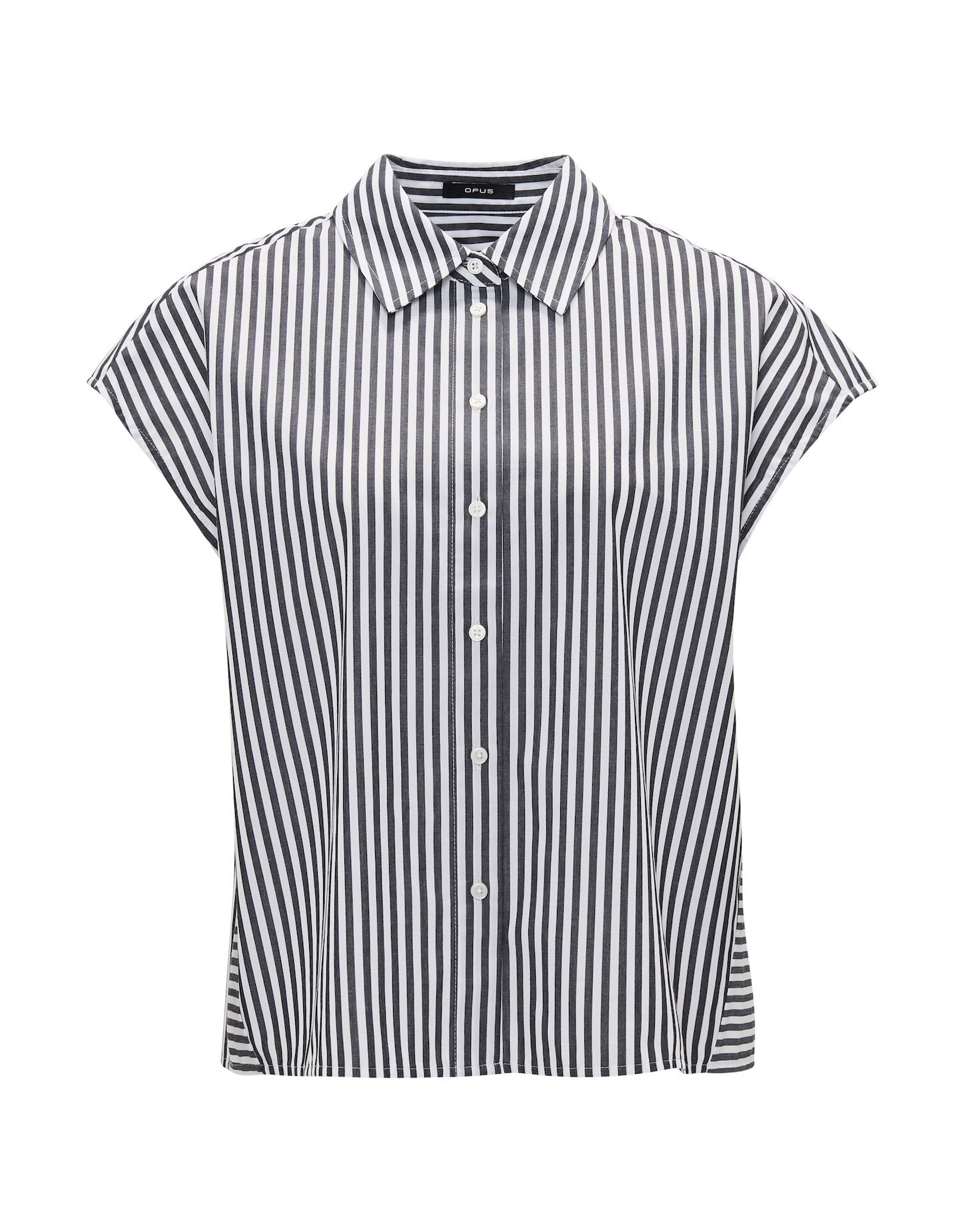 OPUS Kurzarmbluse Hemdbluse FARONA Boxy Fit aus BCI Cotton Mix