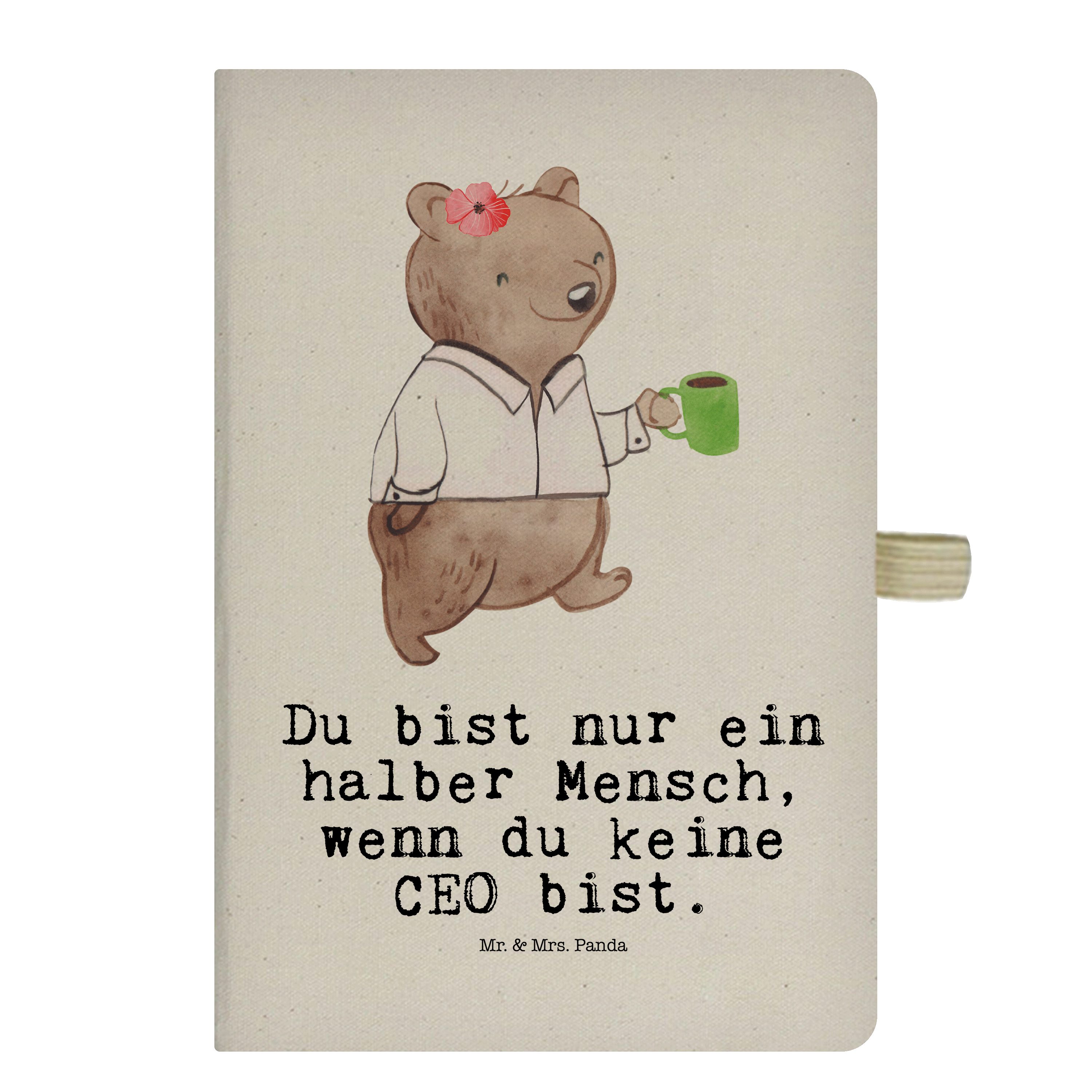 Mr. & Mrs. Panda Notizbuch CEO mit Herz - Transparent - Geschenk, Kaffeepause, Unternehmensinhab Mr. & Mrs. Panda