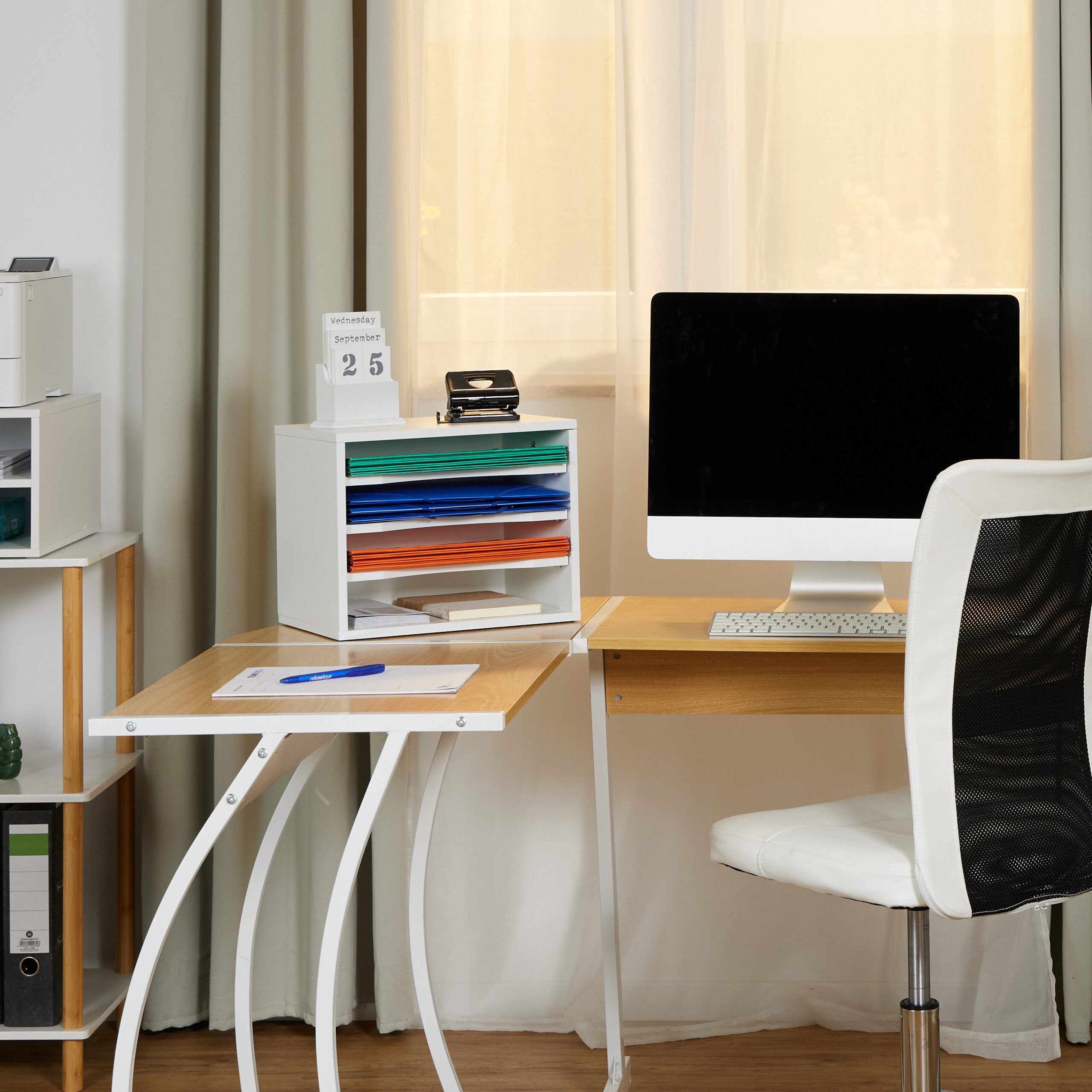 relaxdays Briefablage Dokumentenablage weiß 4 Fächer
