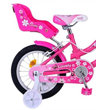 Volare Kinderfahrrad Lovely 14 Zoll - Rosa Weiß - Zwei-Hand-Bremsen, 3,5 - 5 Jahre, 85% zusammengebaut, Stahlfelge