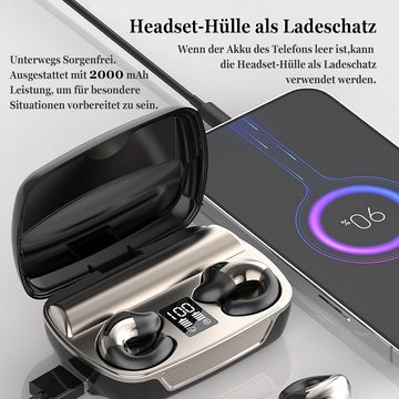 Xmenha Präzise LED Leistungsanzeige Open-Ear-Kopfhörer (360° ACS Stereo-Sound mit klaren Höhen, lebendigen Mitten und kräftigen Bässen für ein beeindruckendes Klangerlebnis., Innovatives Kopfhörerdesign für Klangerlebnisse & grenzenlose Freiheit)