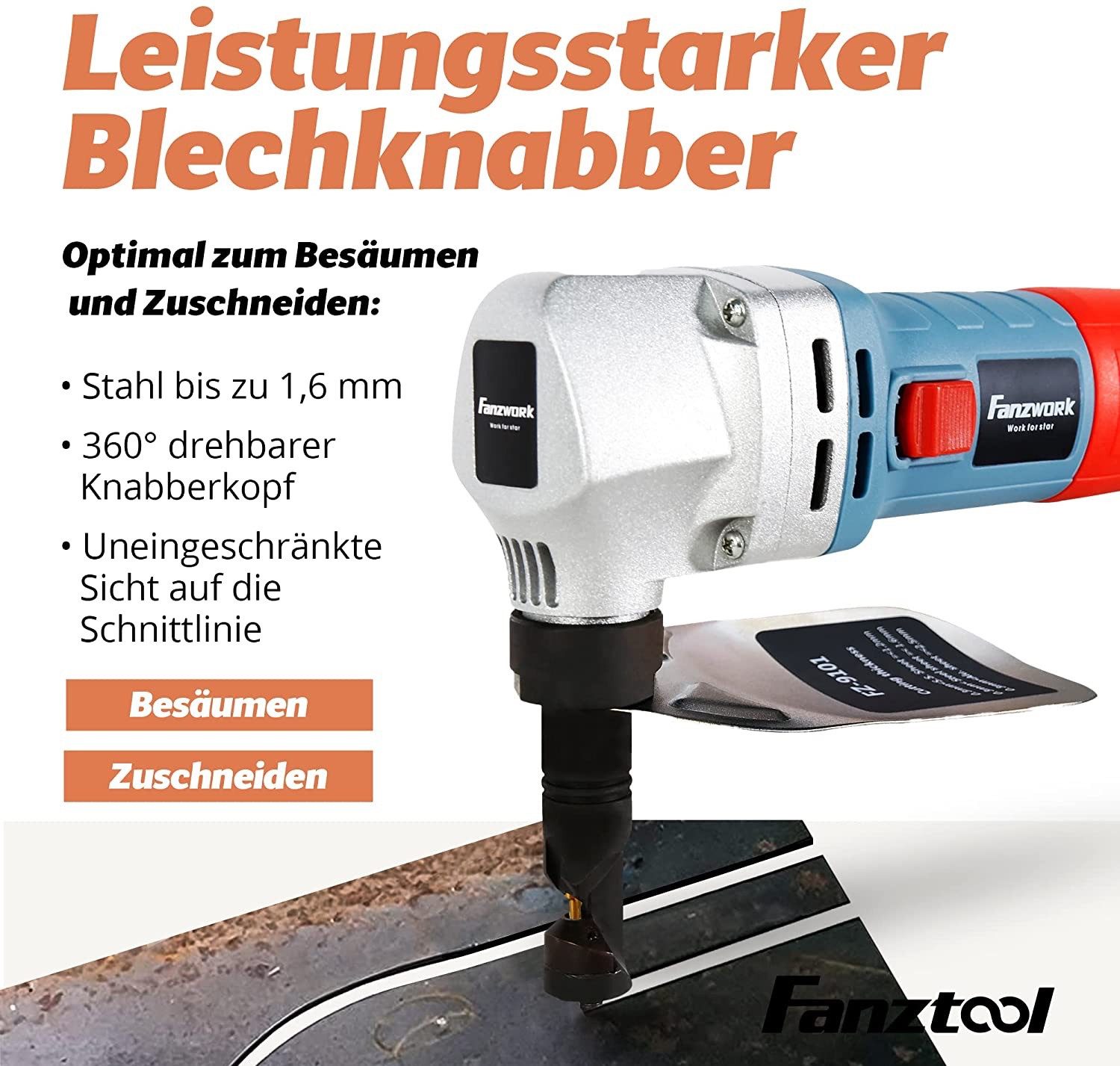 Fanzwork Knabber FANZTOOL Blechknabber 600W, Knabber Nibbler, ohne Koffer & Stempel