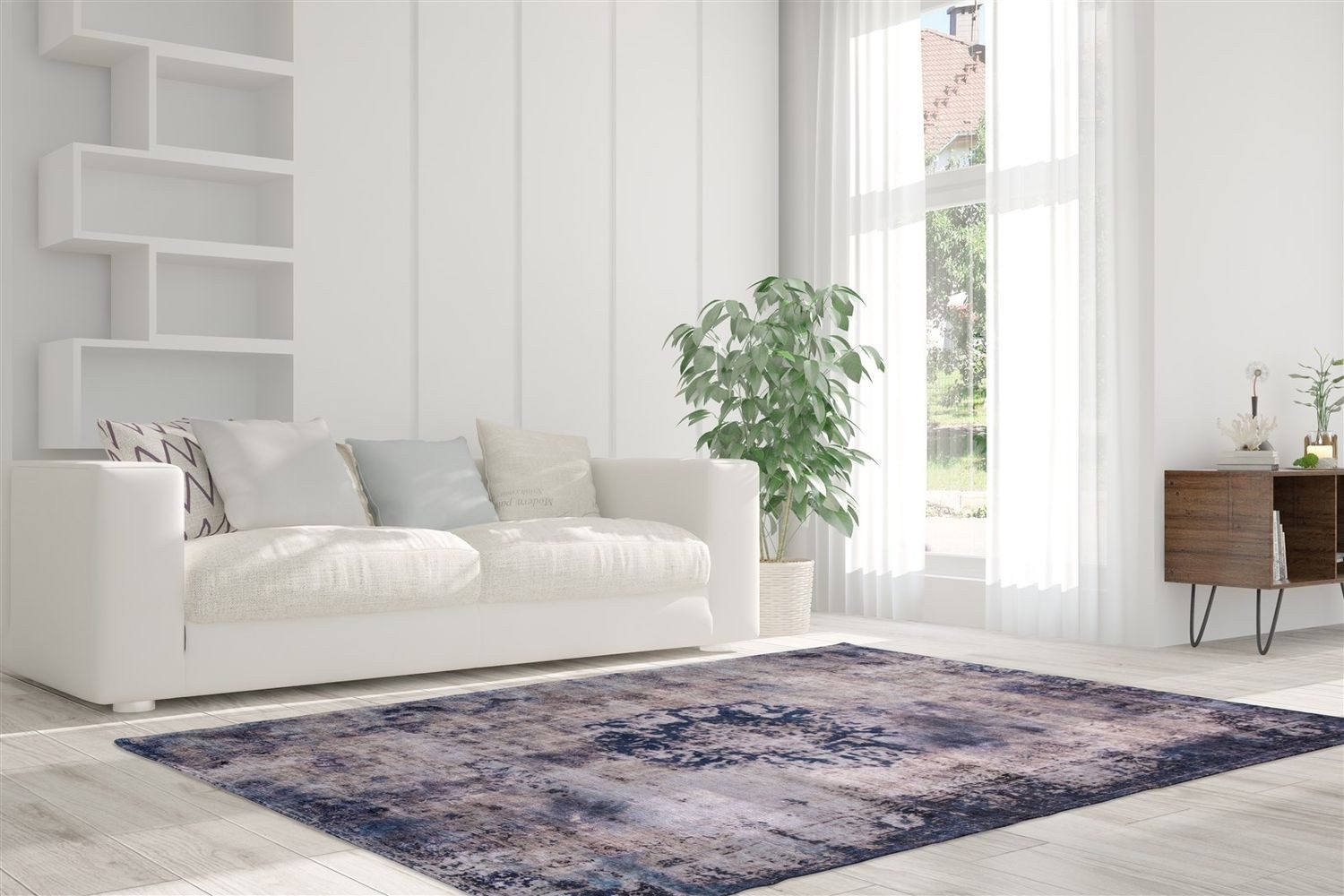 Teppich Boss Teppich Flachgewebe Teppich Vera 8403 - Blau, rechteckig, Höhe: 9 mm