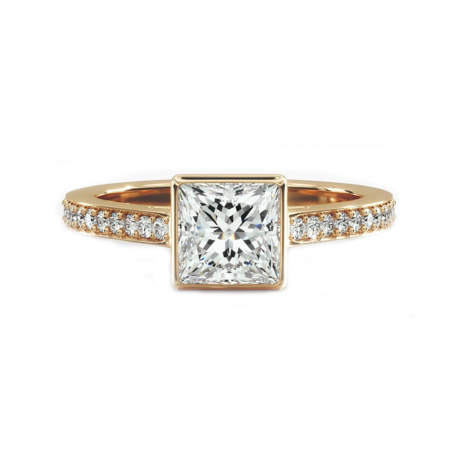 Diamantring 1ct D VS1 2EX,Ring Gold 585,Diamantring im Prinzessschliff,Ring Damen