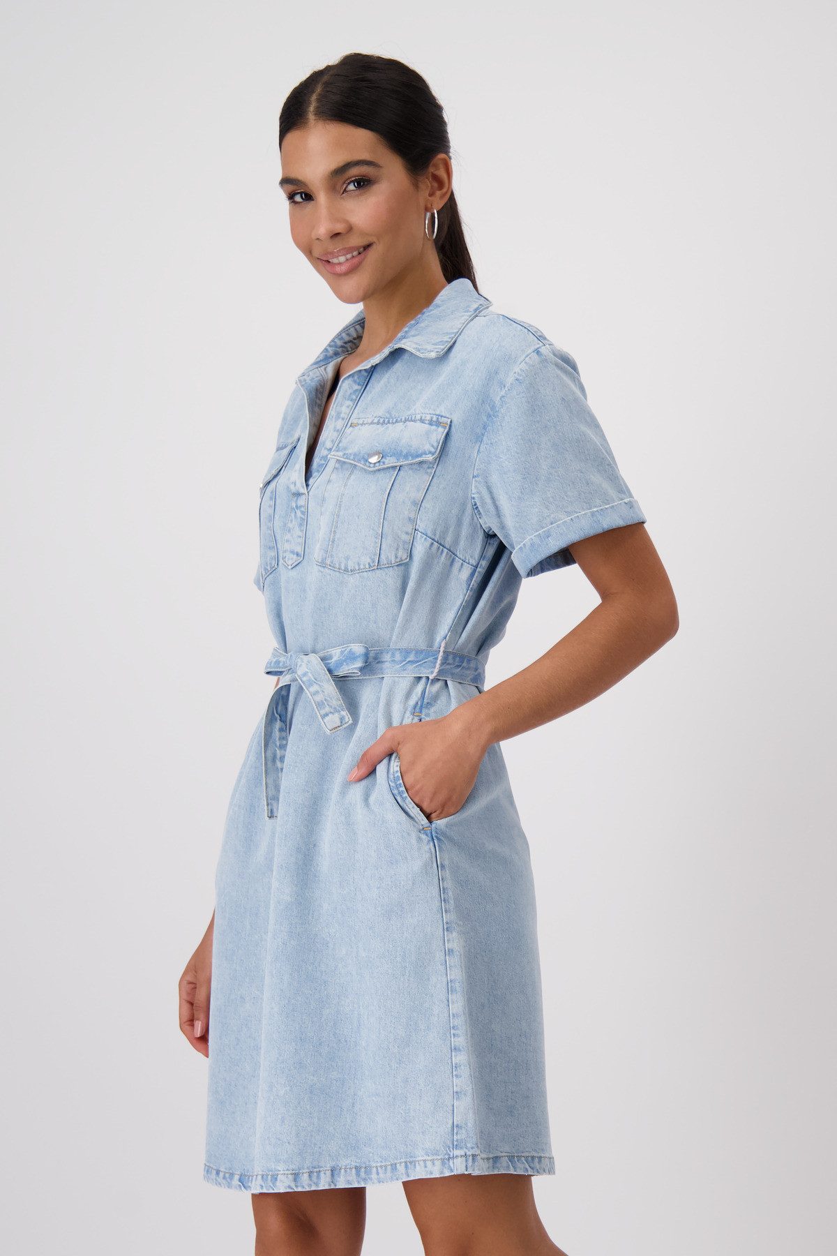 Monari Jeanskleid mit Bindegürtel günstig online kaufen