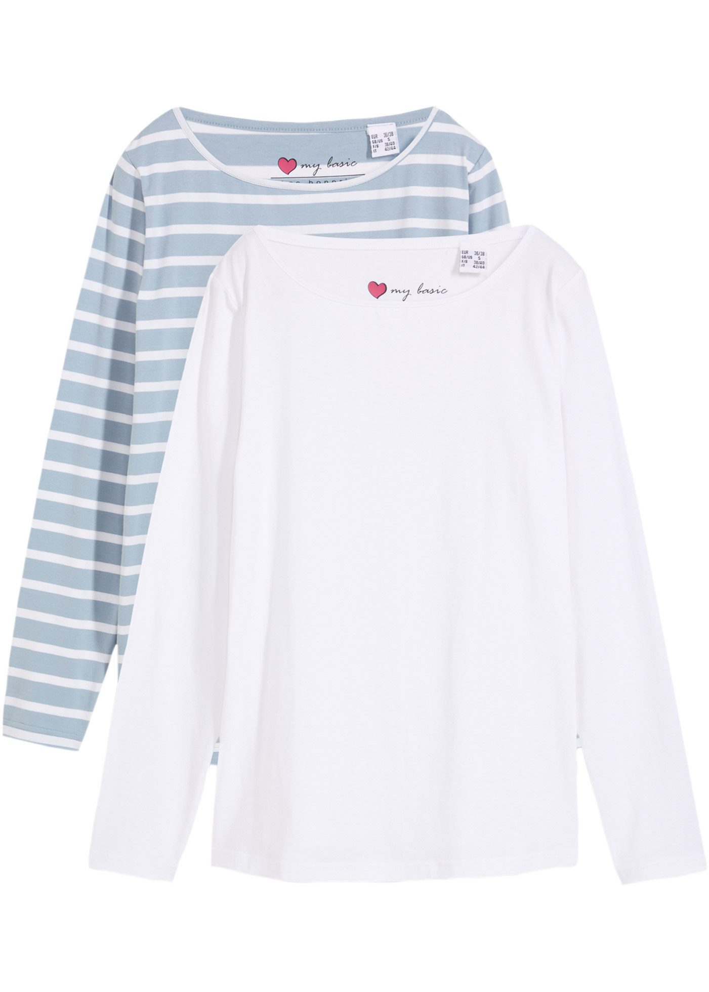 bonprix Langarmshirt (Packung, 2-tlg) im 2er Pack und mit U-Bootausschnitt günstig online kaufen