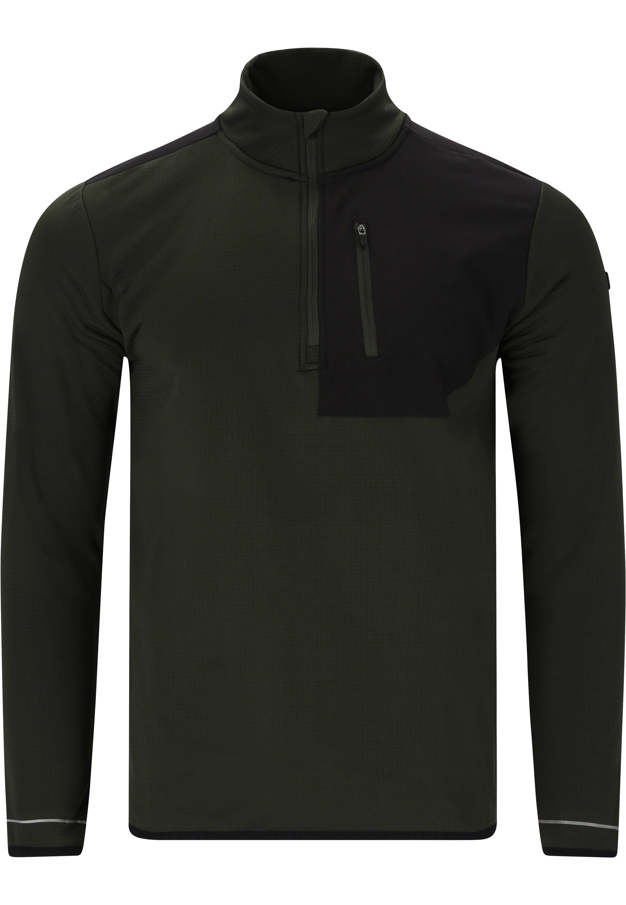 reflektierenden Midlayer ENDURANCE olivgrün-schwarz LEOMING mit Details Langarmshirt (1-tlg) M