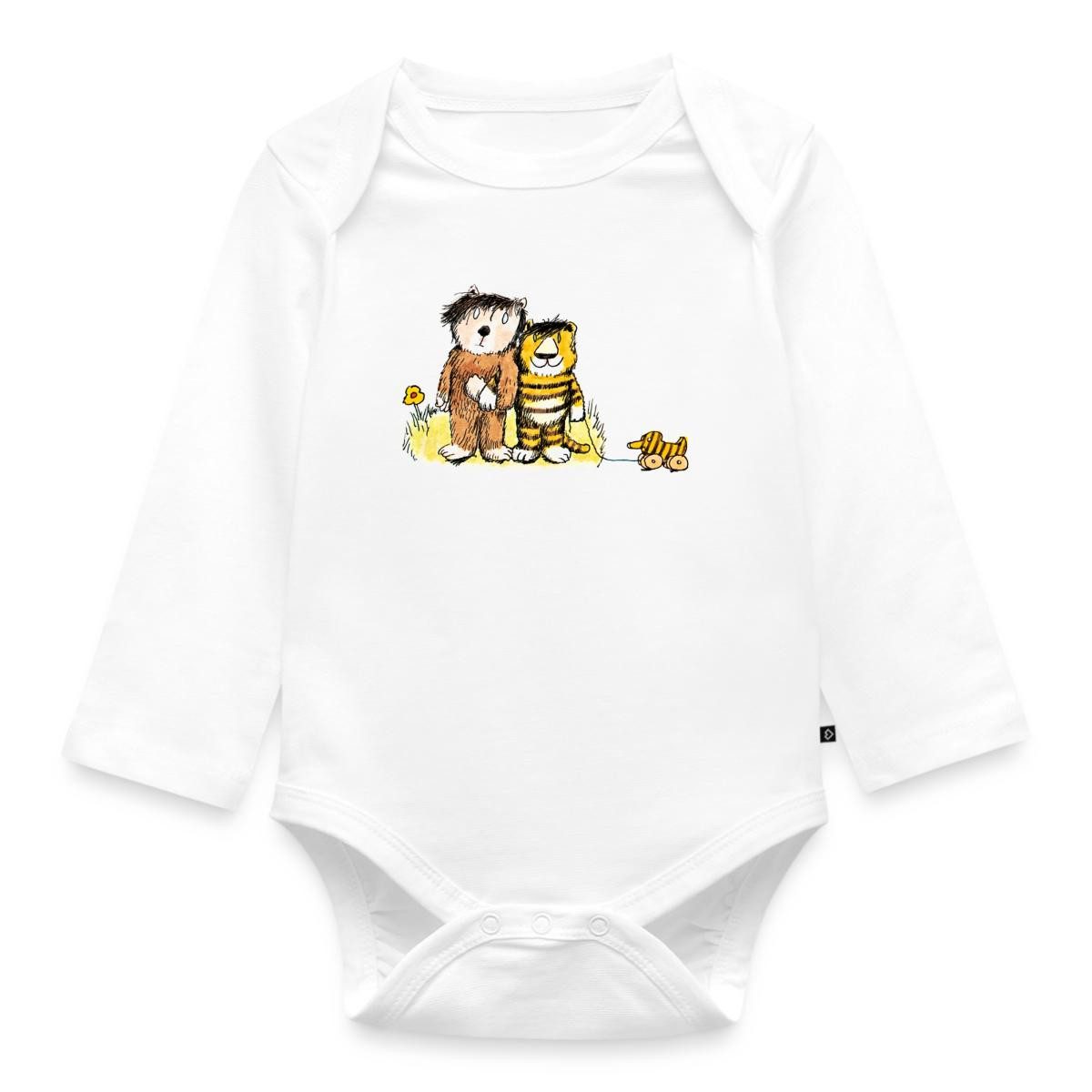 Spreadshirt Langarmbody Janosch Tiger, Bär und Tigerente auf Wiese Tages Baby Body Langarm (1-tlg)
