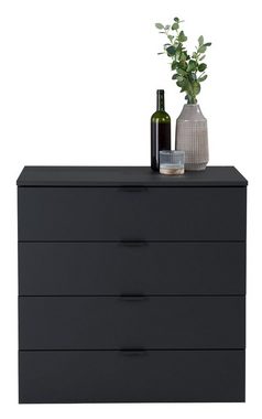 LIV'IN Kommode SANFORD, 80 x 80 cm, Basalt Dekor, Schwarz, Made in Germany, B 80 x H 80 x T 42 cm