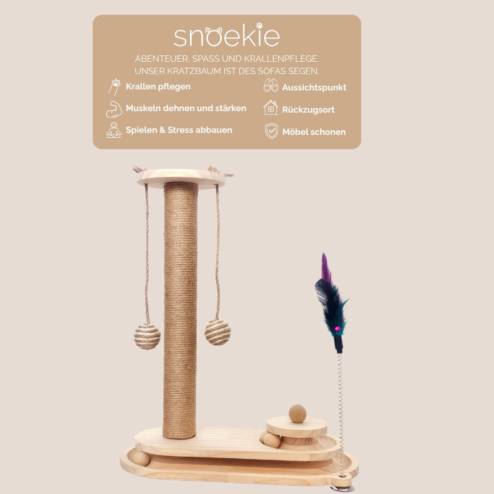 SNOEKIE Kratzbaum Snoekie Kratzbaum aus Holz interaktives Katzenspielzeug