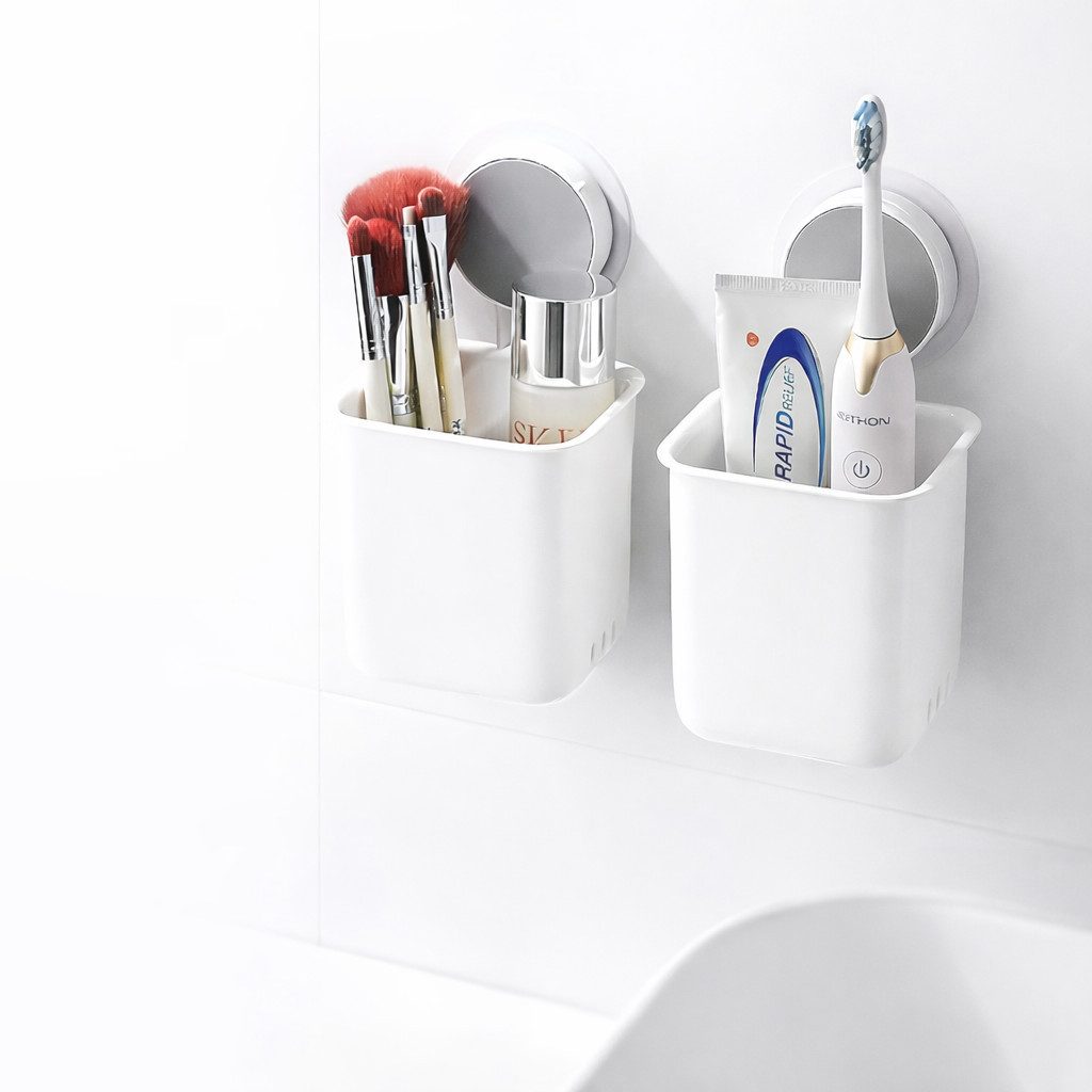 Creliv Badorganizer Zahnbürstenhalter/Duschorganizer ohne Bohren – Bad Organizer 2er Set (2 St)
