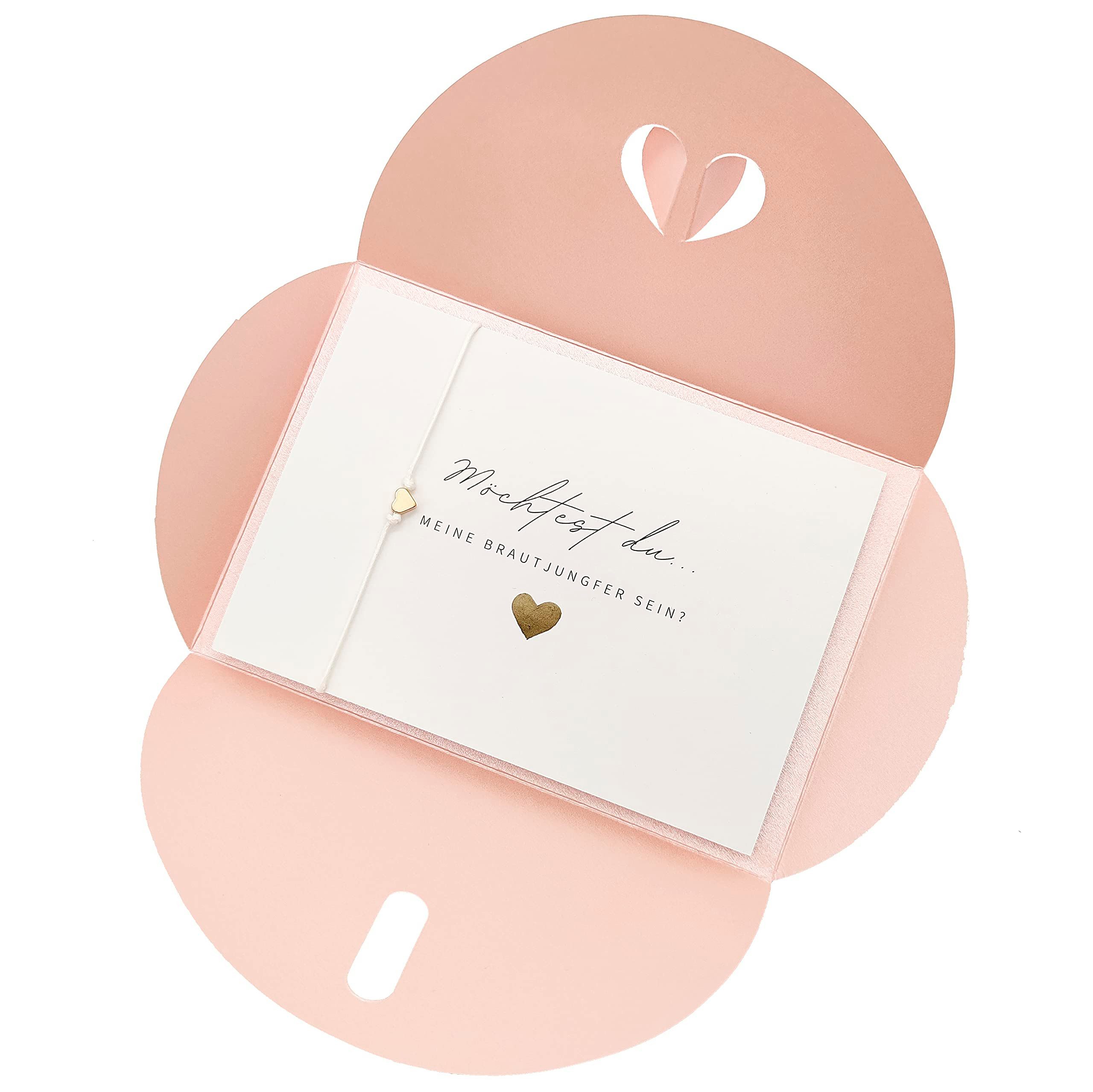 Briefzauber Hochzeitskarte Brautjungfer fragen - Karte mit Armband & Herzumschlag