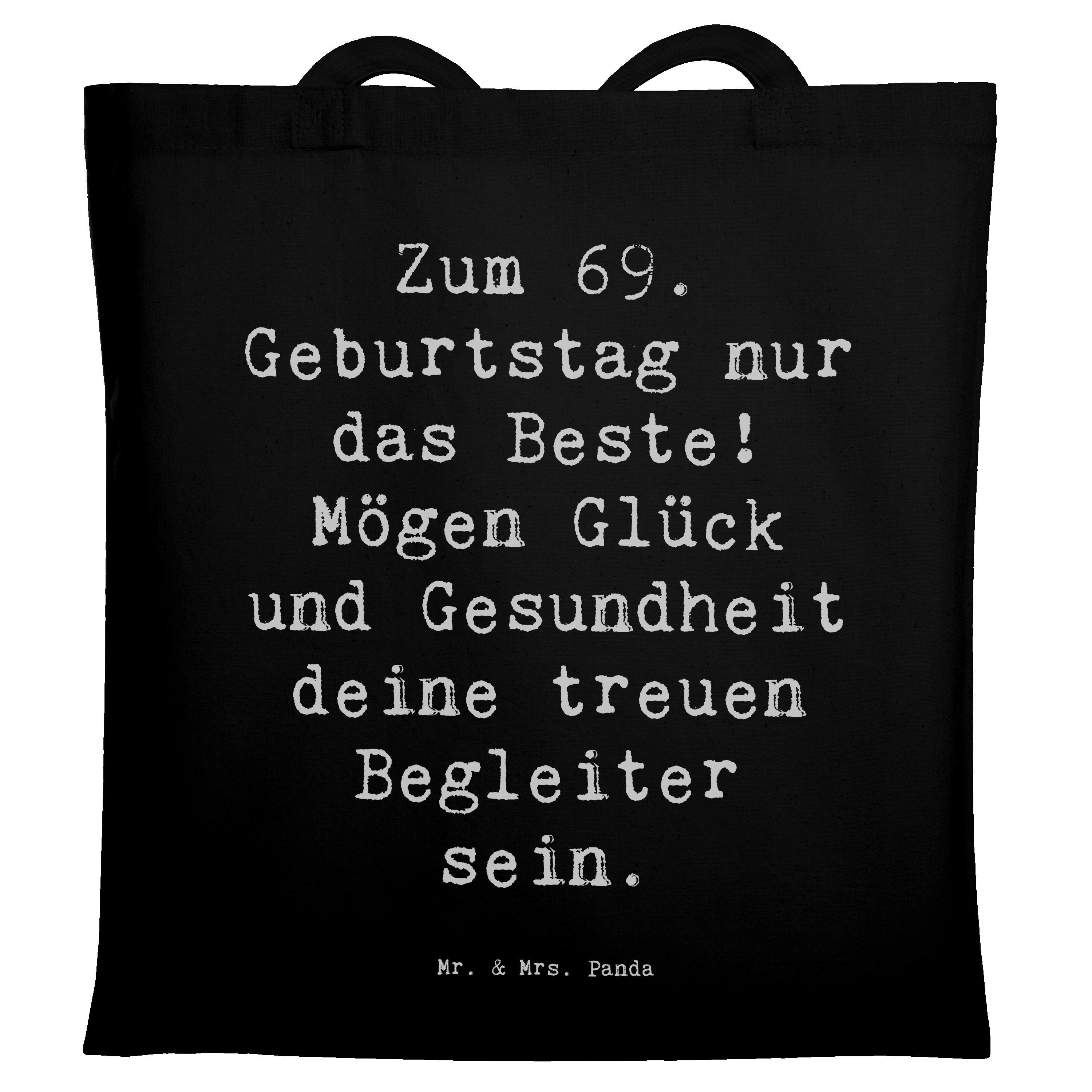 Tragetasche Spruch 69. Geburtstag Glück - Schwarz - Geschenk, herzerwärmend, hand