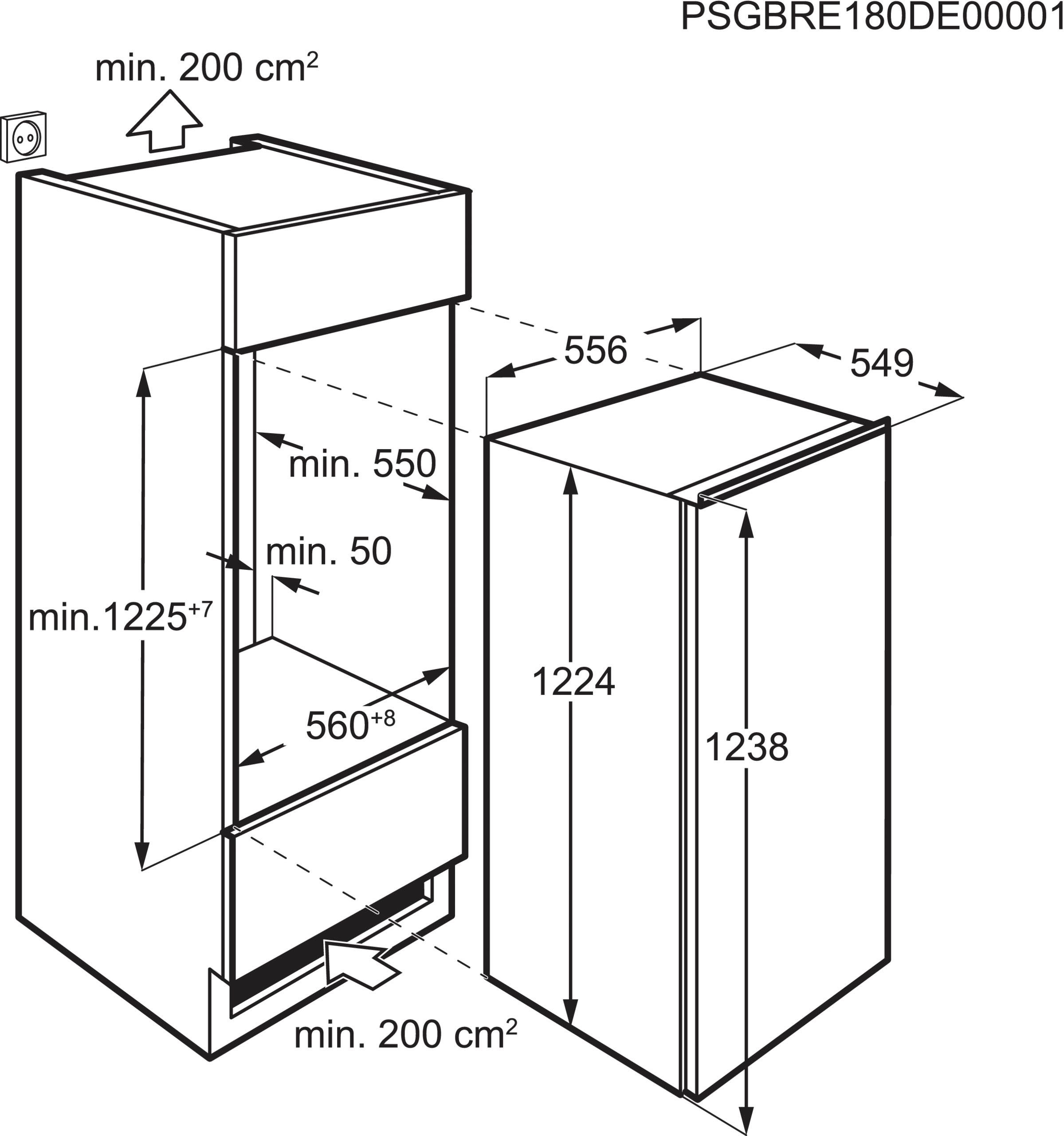 AEG Einbaukühlschrank hoch, cm 56 breit SFE612F1AF, 122,4 cm