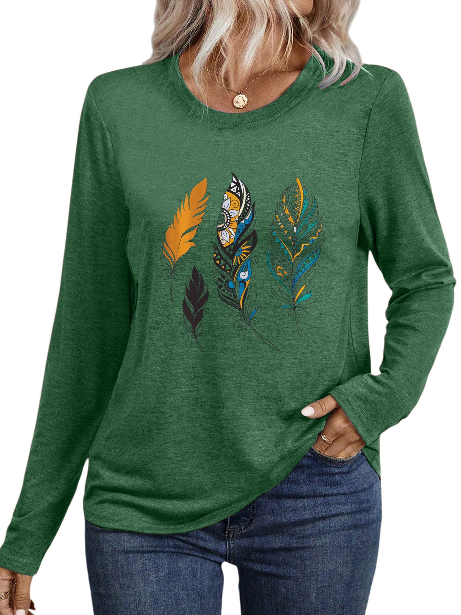 PYLIKE Longsleeve Shirts Damen Casual Böhmen günstig online kaufen