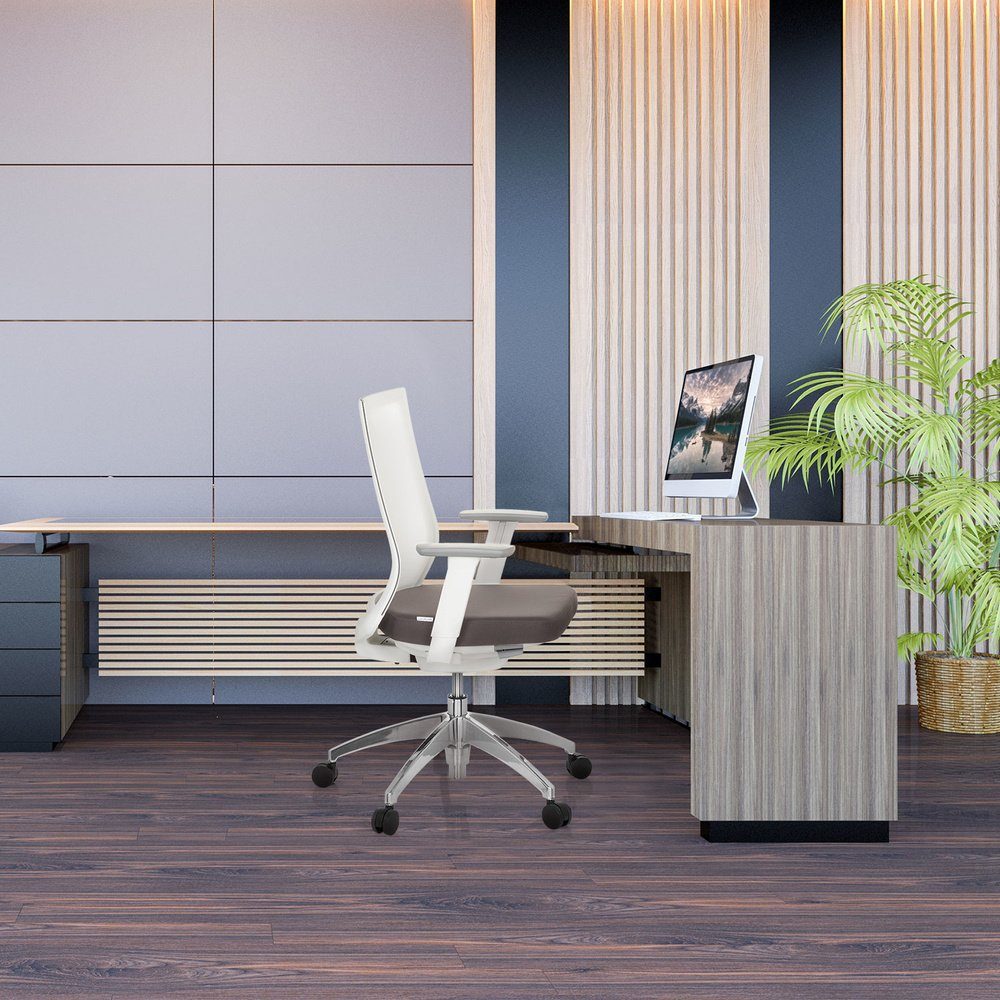 Bürostuhl ergonomisch OFFICE Schreibtischstuhl Profi Stoff St), (1 hjh Drehstuhl ASPEN WHITE