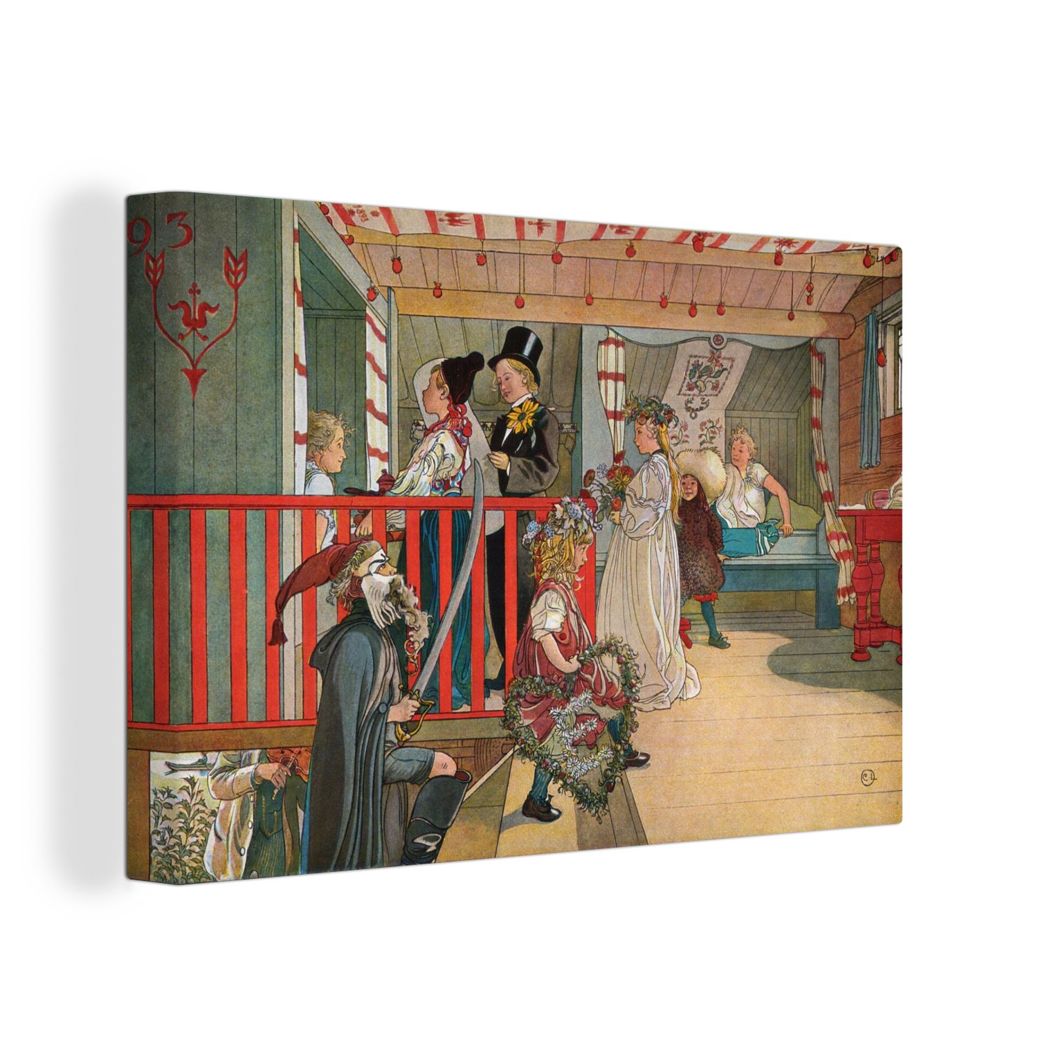 OneMillionCanvasses® Leinwandbild Ein Tag zum Feiern - Carl Larsson, (1 St), Wandbild Leinwandbilder, Aufhängefertig, Wanddeko, 30x20 cm | Leinwandbilder