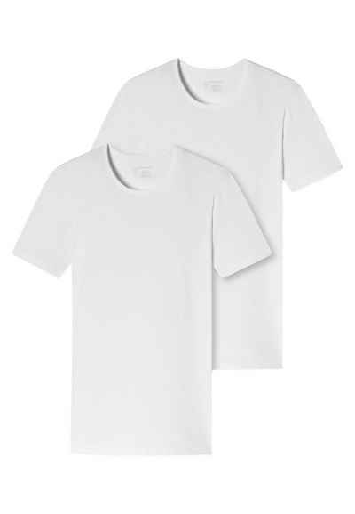 Schiesser Unterhemd »2er-Pack - 95/5 - Organic Cotton« (Spar-Set, 2-St) T-Shirt / Unterhemd mit Rundhals - Baumwolle - Komfortabler Rundhalsausschnitt, Perfekter Sitz, Elastische Single-Jersey Qualität