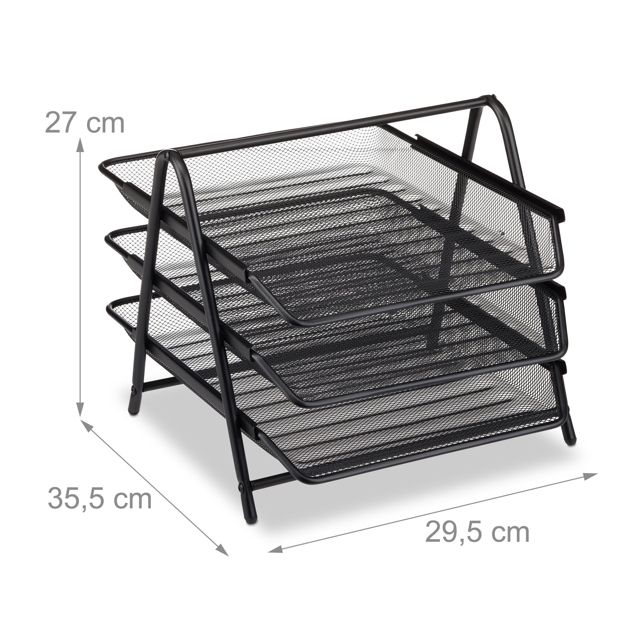 relaxdays Briefablage Dokumentenablage aus Metall, schwarz