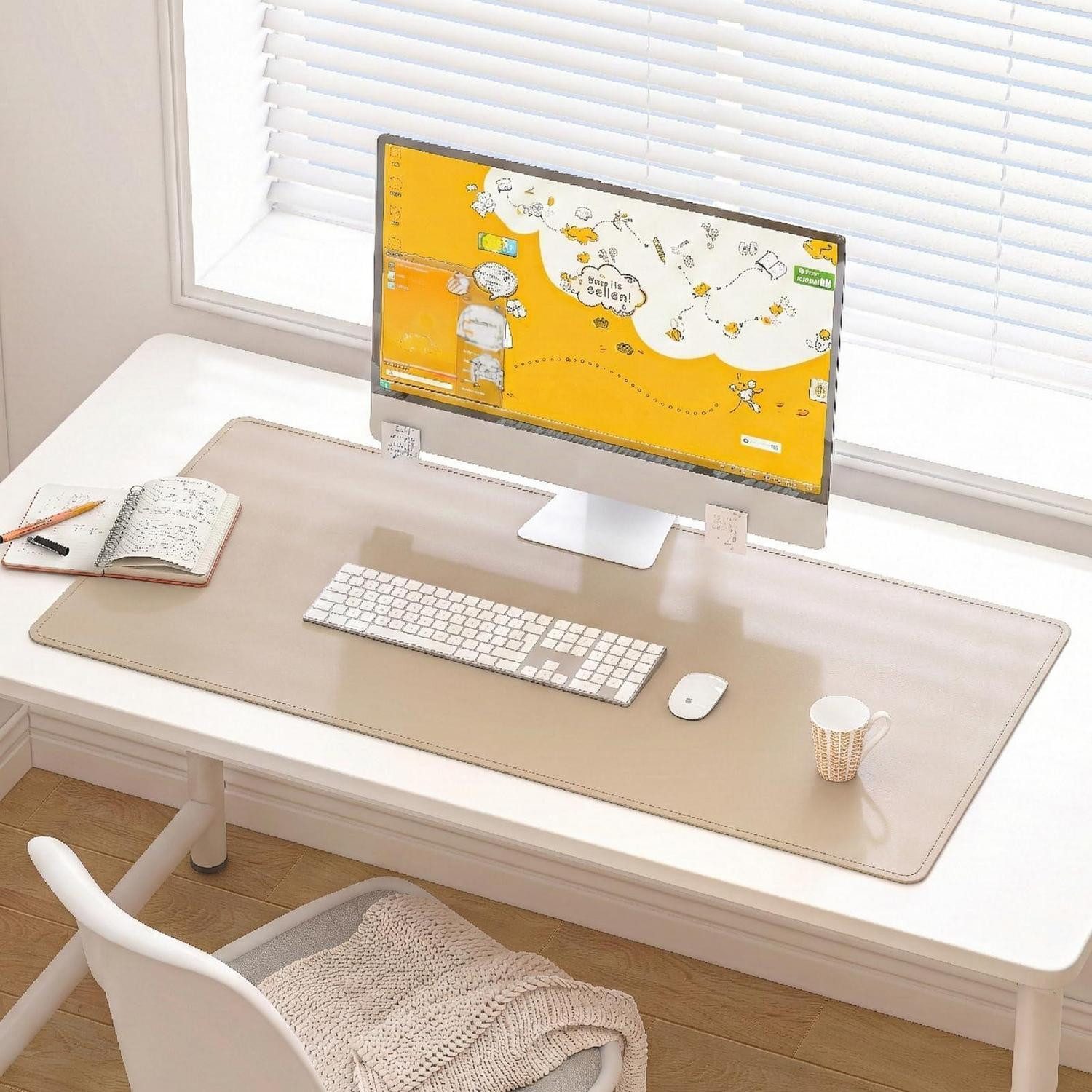 LuxusKollektion Schreibtischunterlage Schreibtischunterlage 90x43cm Beige