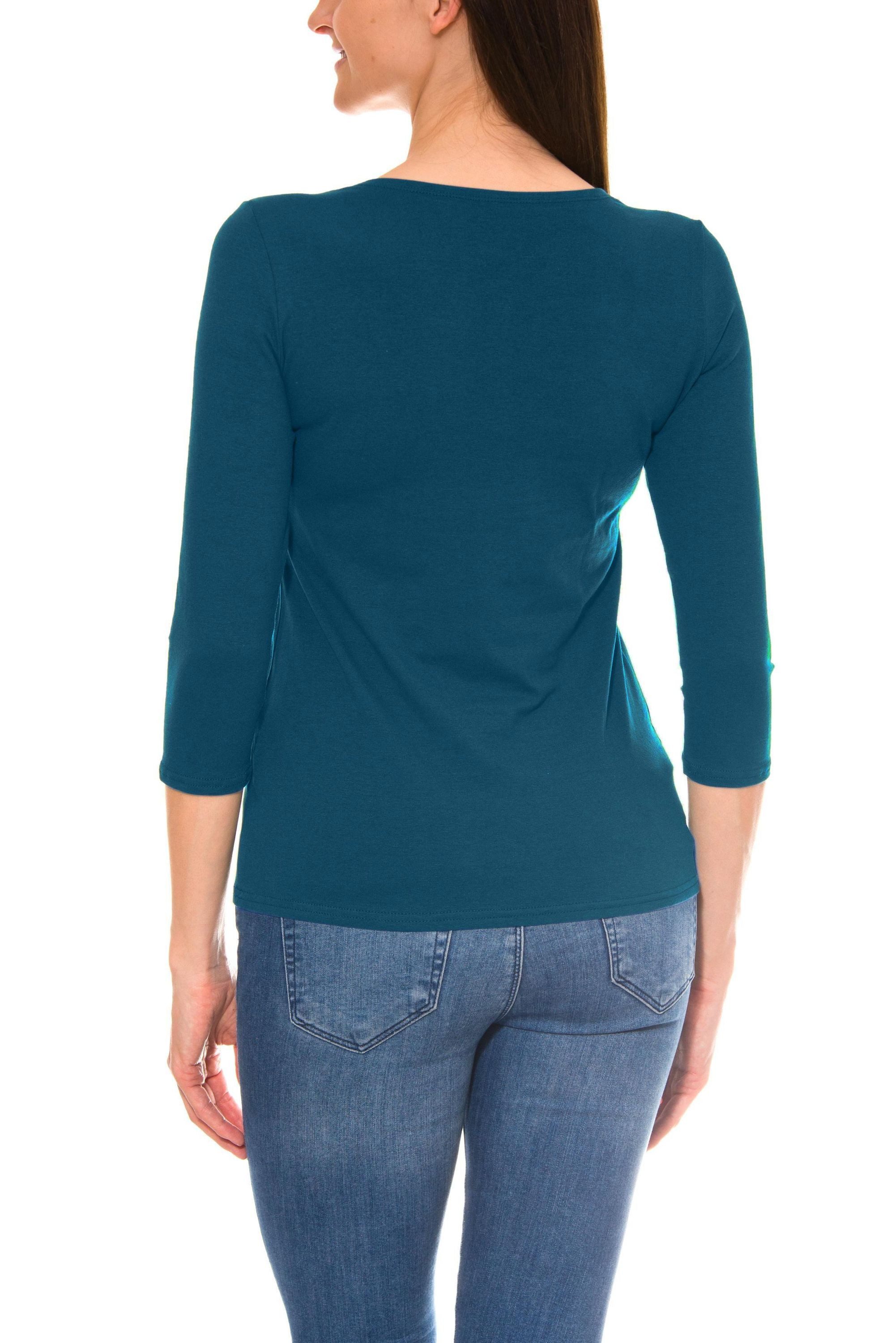 Alkato Longshirt Alkato Damen Shirt 3/4 Arm mit Rundhals