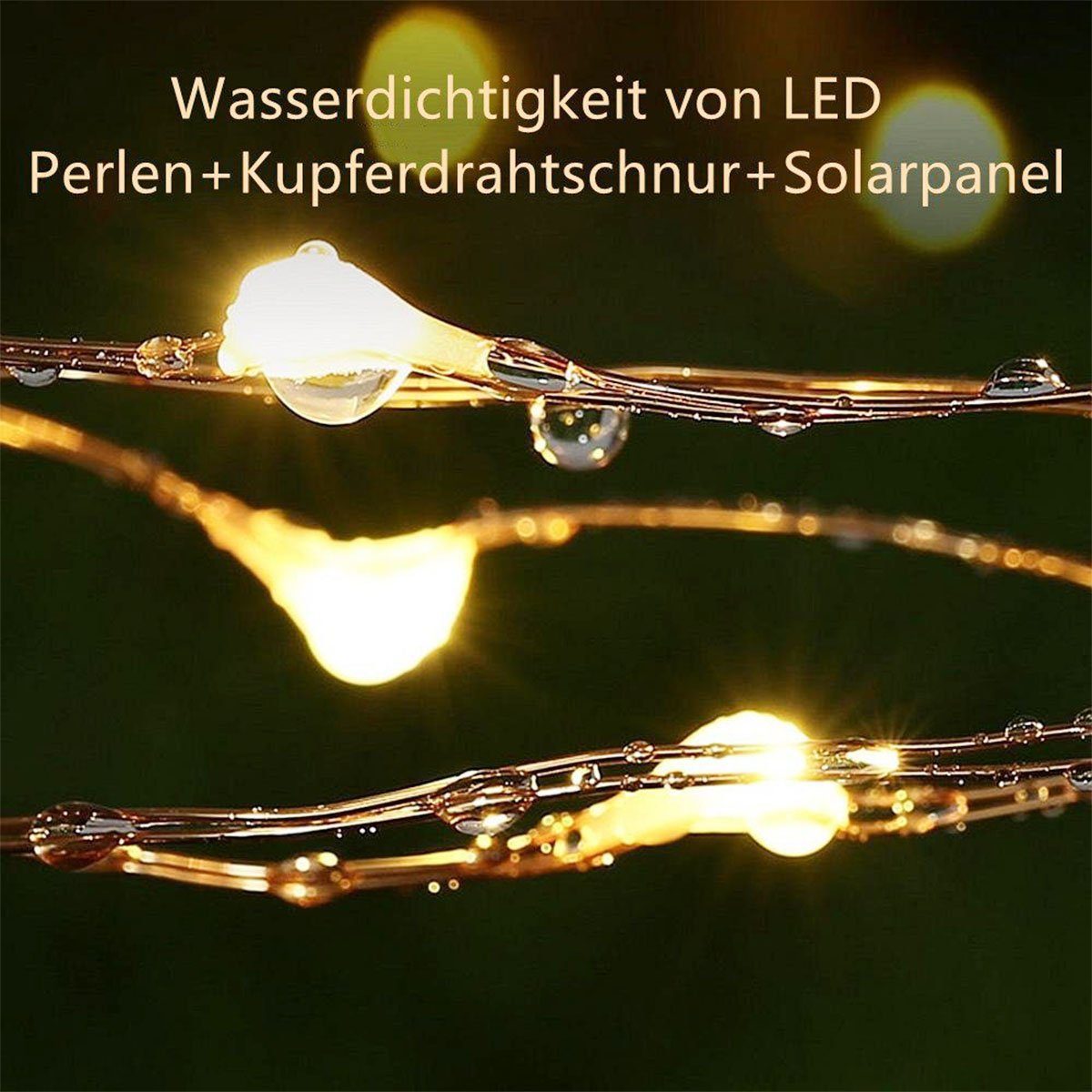 LETGOSPT LED Warmweiß 5/10 Solarleuchte LED (10 LEDs Bunch ) Wasserfall Bunch 200 Lichterkette