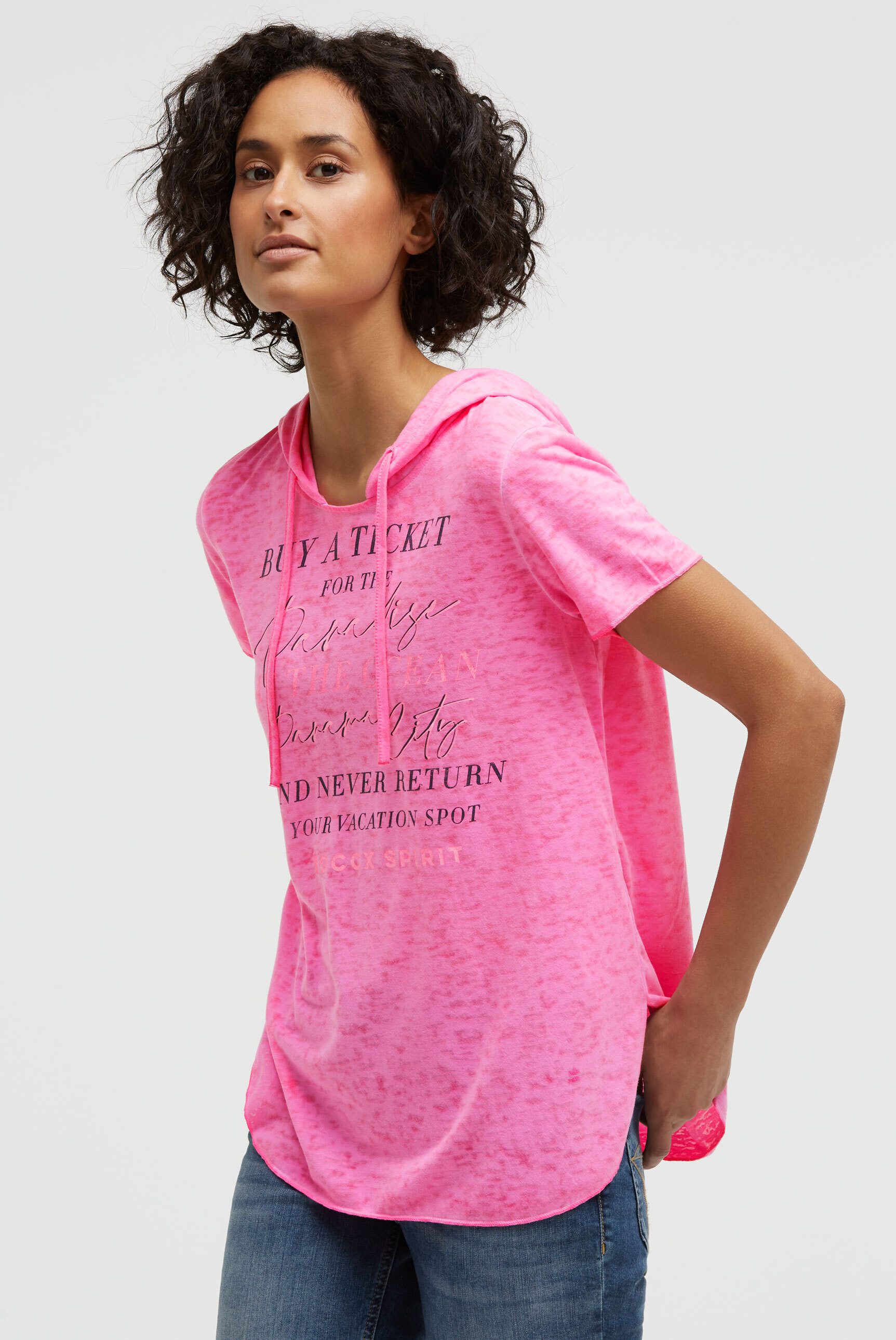 SOCCX Kapuzenshirt mit Ausbrenner-Effekten