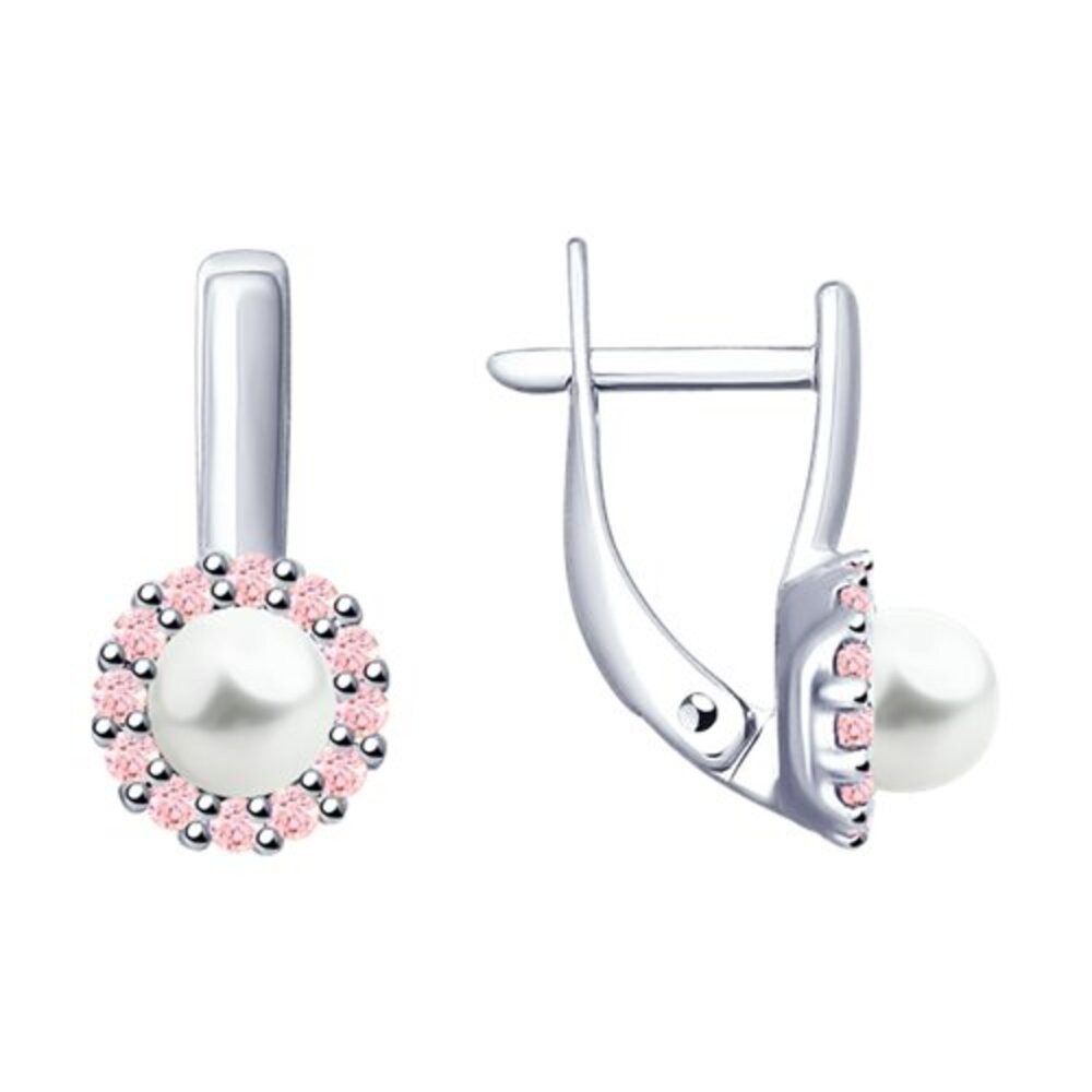 Secretforyou Perlenohrringe Ohrringe Creolen 925 Silber Perle Zirkonia Steine Echtschmuck, 925 Sterling Silber