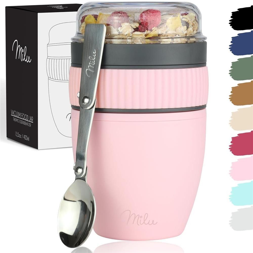 Milu Müslibox Milu Müslibecher To Go Kunststoff 400 ml, auslaufsicher, Müslimax Set