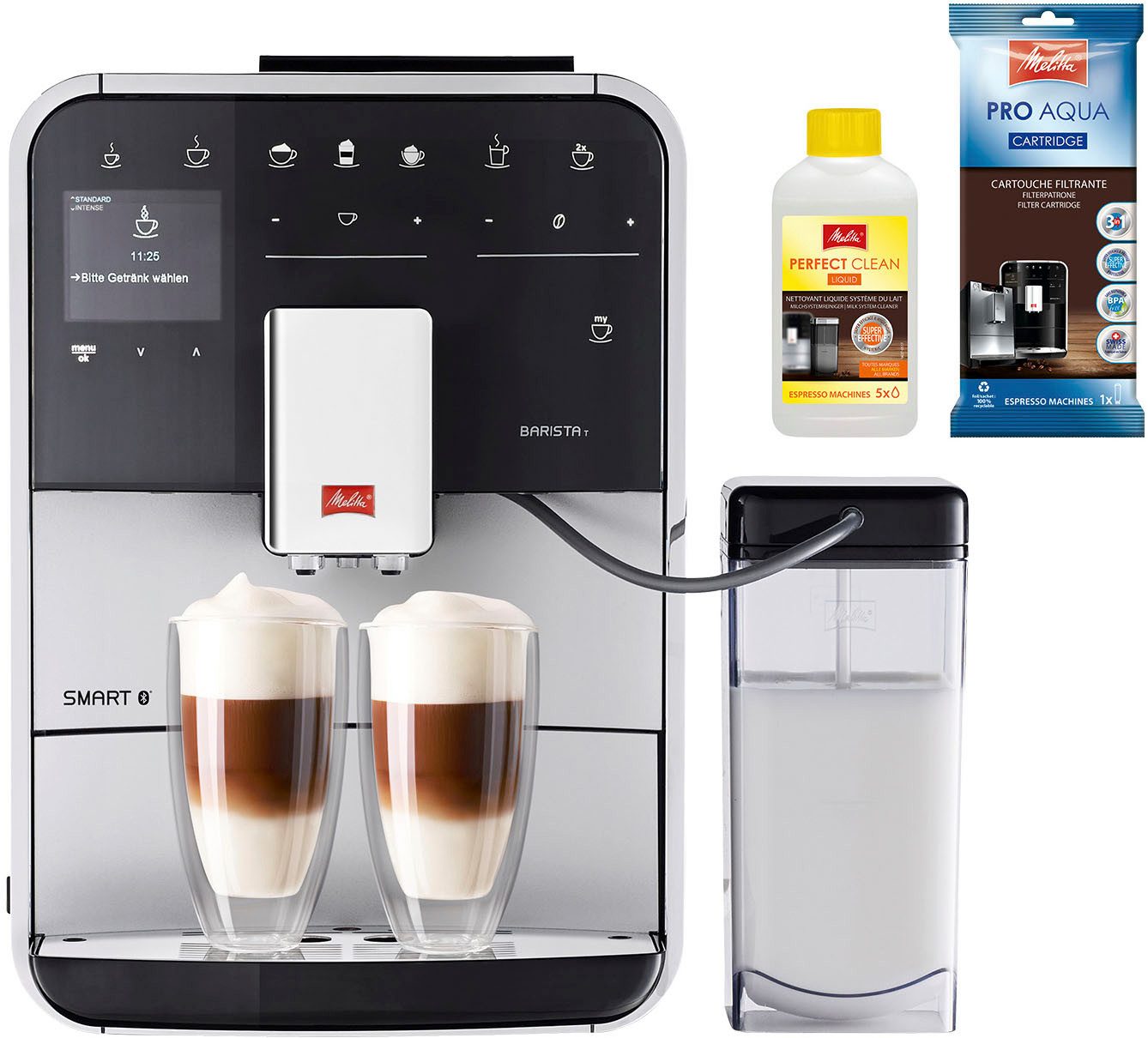 Melitta Kaffeevollautomat Barista T Smart® F 83/0-101, silber, 4 Benutzerprofile&18 Kaffeerezepte, nach italienischem Originalrezept