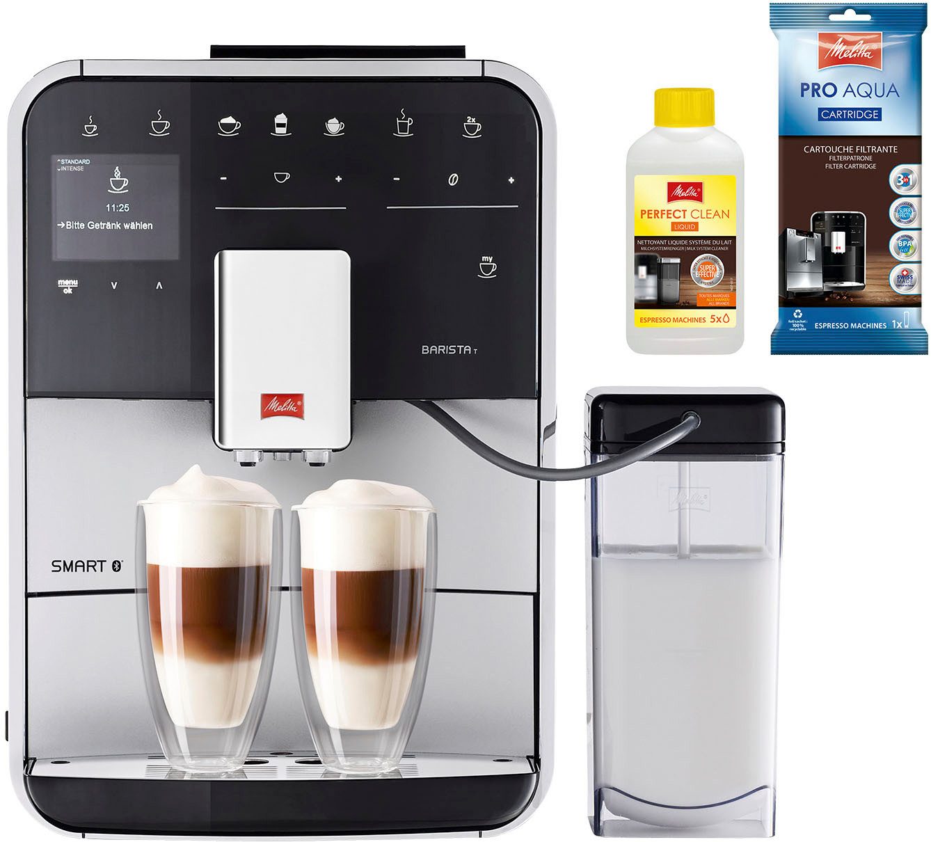 Melitta Kaffeevollautomat Barista T Smart® F 83/0-101, silber, 4 Benutzerprofile& 18 Kaffeerezepte, nach italienischem Originalrezept