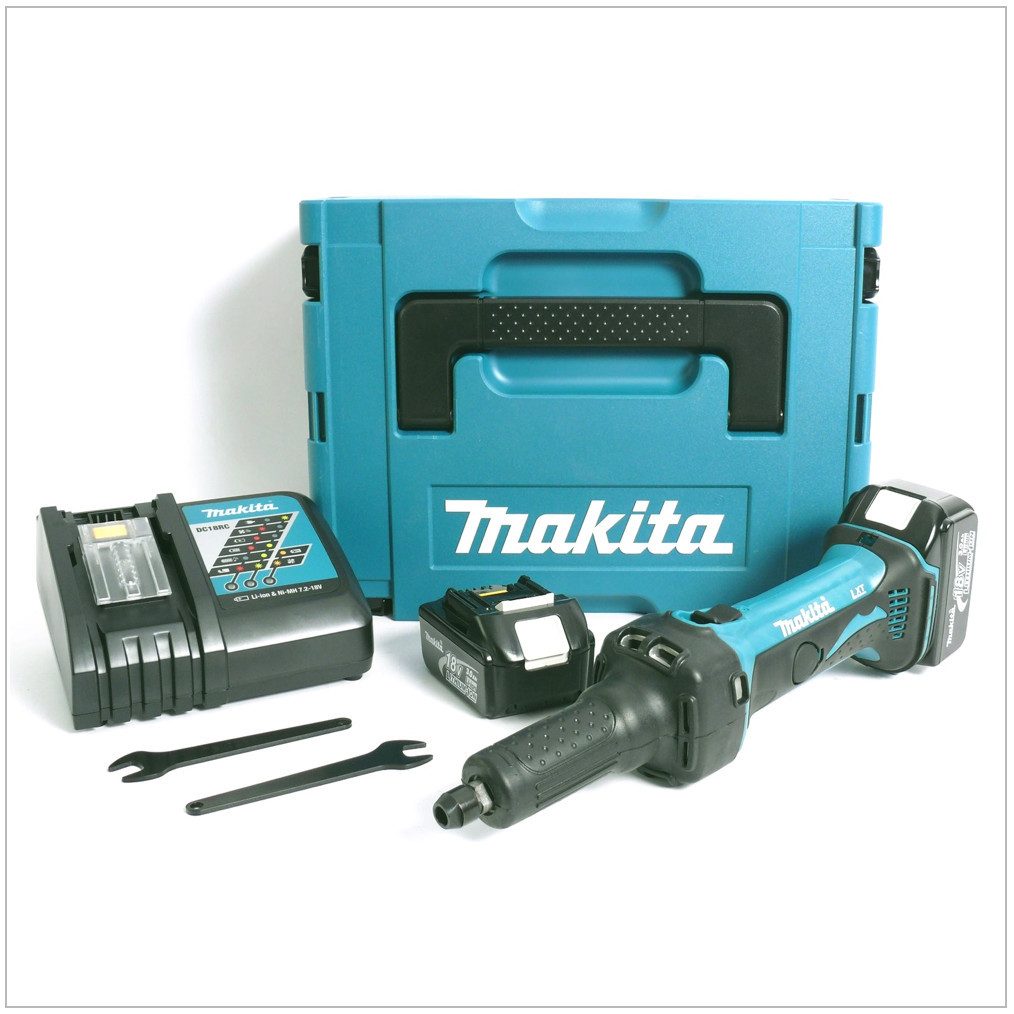 Makita Akku-Geradschleifer DGD 800 RFJ Akku Geradschleifer 18V + 2x 3,0Ah Akku + Ladegerät