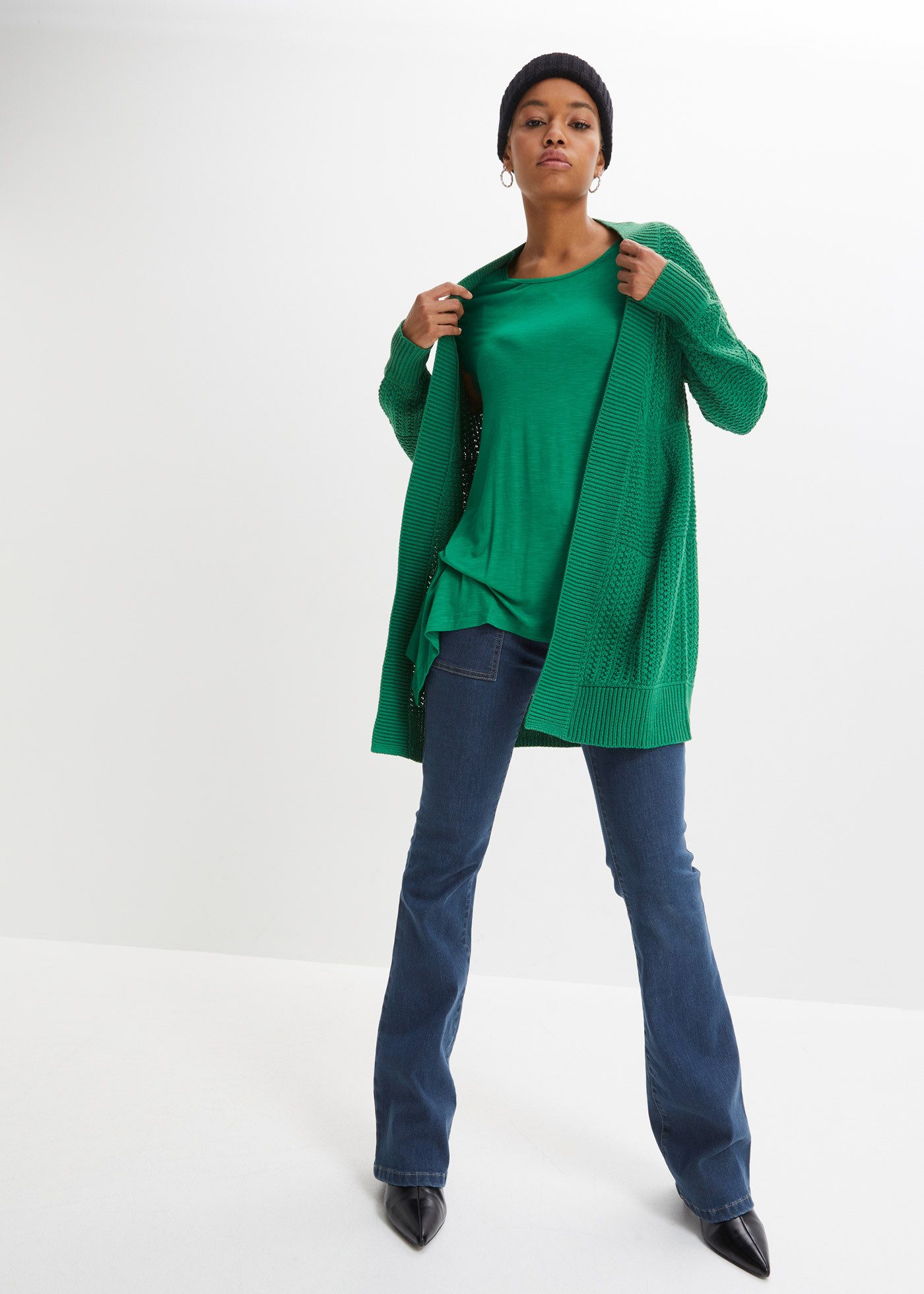 bonprix Longstrickjacke lockere Passform, mit Strickmuster, casual Stil