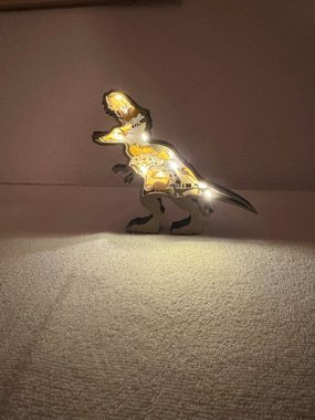 Stelby Tierfigur Dekoration Holzmodell Dinosaurier mit Led Lichtern