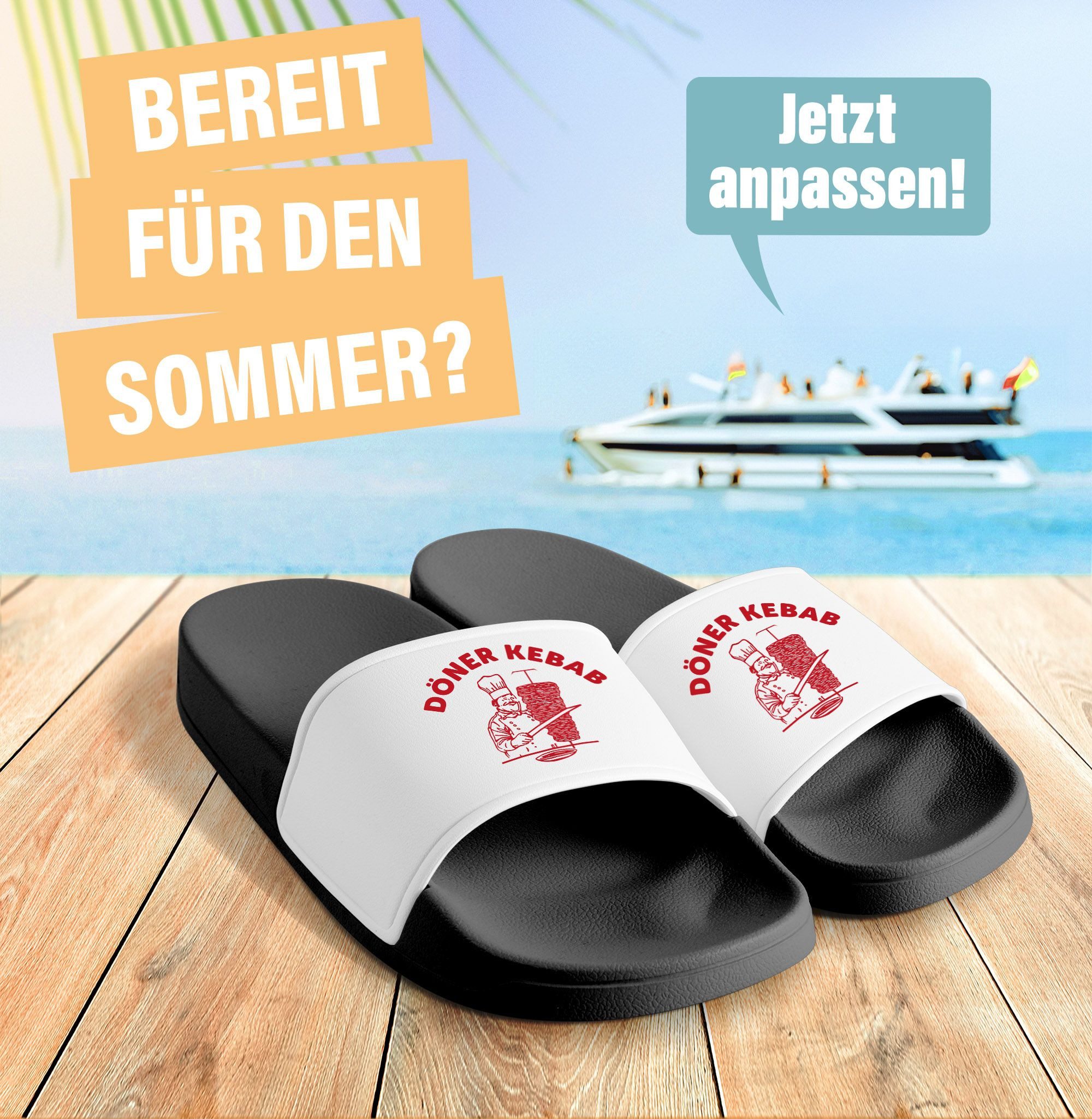 MoonWorks Badeschlappen Lustig Bedruckt Döner Kebab Badelatschen Unisex mit günstig online kaufen