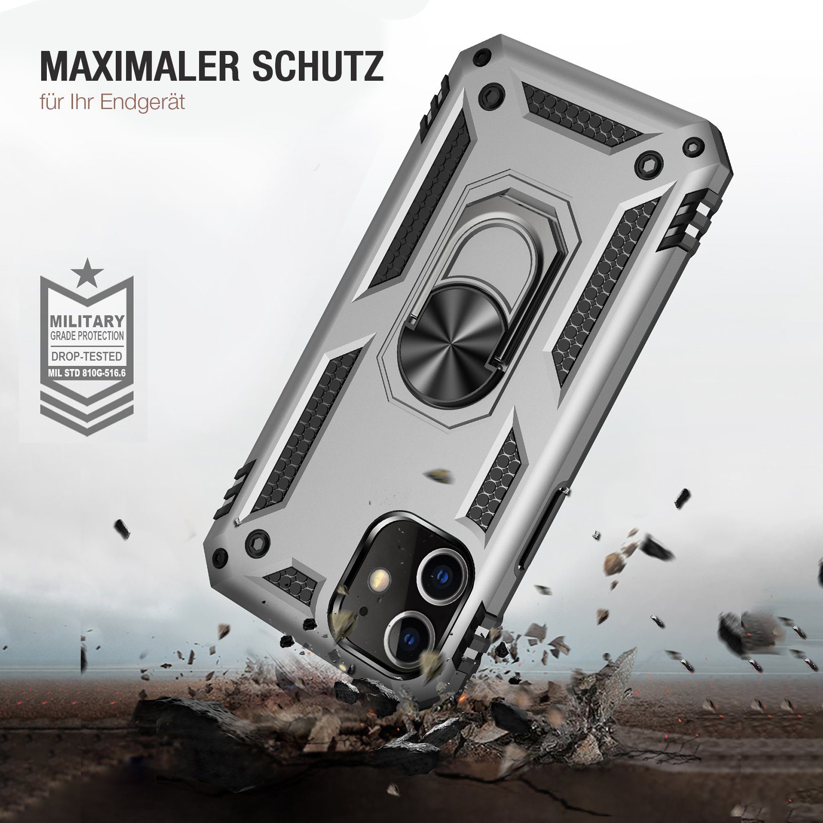 Tec-Expert Handyhülle Outdoor Cover Hülle für Apple iPhone 12 Pro 6.1 Zoll, 6.1, Premium Hülle aus verstärktem Polycarbonat